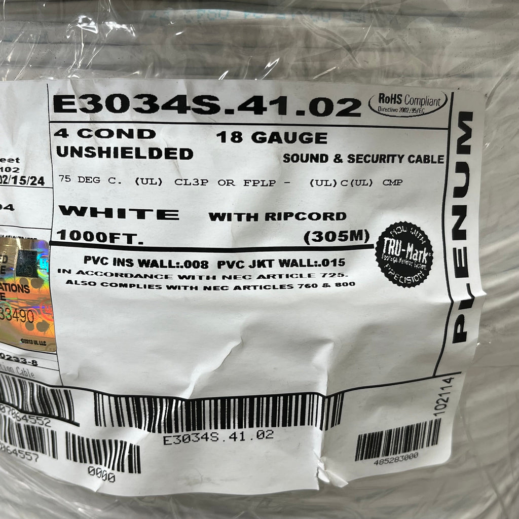 CAROL Multi Conductor Cable Copper & PVC Unshielded 18 Gauge 1000ft E3034S.41.02