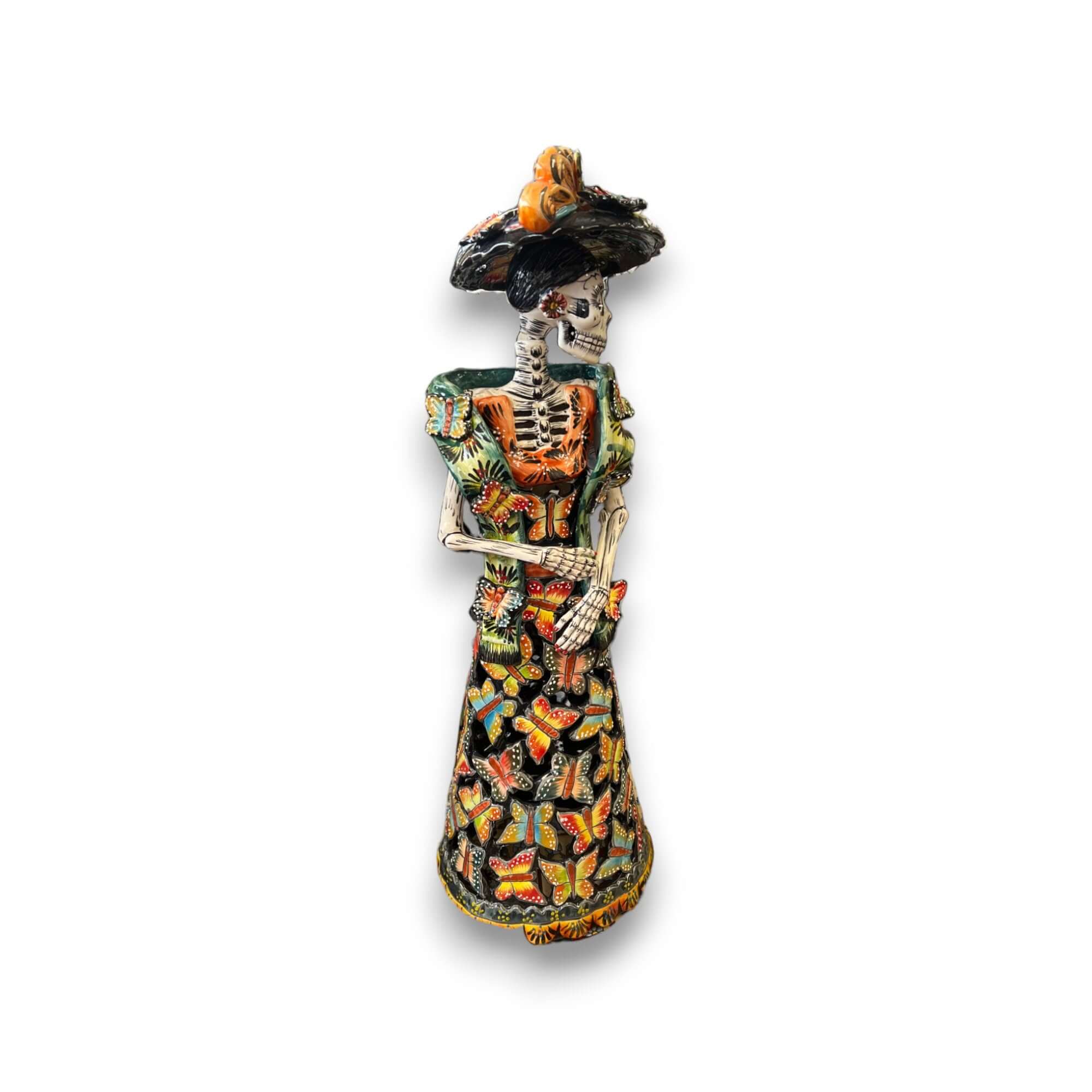 Talavera Day of the Dead Pottery | 27-Inch Tall Skeleton Woman