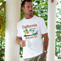 Hawaiian Tee For Men California Beach Tee Crew Neck 100% Cotton - WIHTE By Shawn