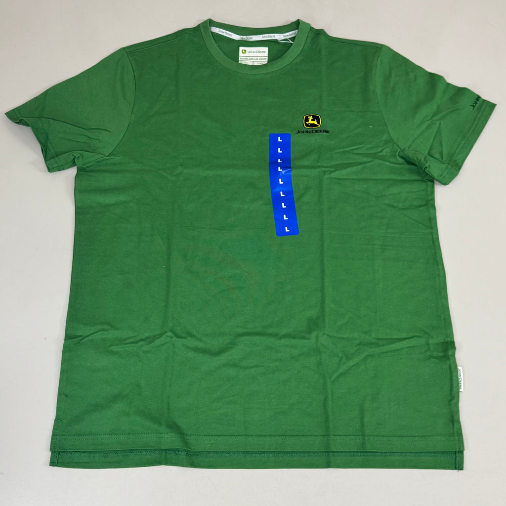JOHN DEERE Embroidered Logo Short Sleeve Tee Shirt Men's Sz L Green 1896842