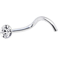 Sterling Silver 1.8mm Clear Nose Ring Created with Crystals