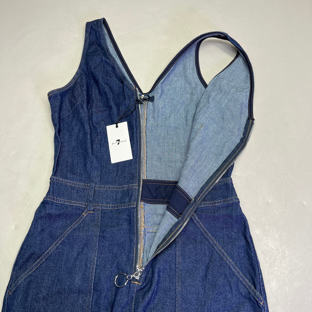 7 FOR ALL MANKIND Soft Denim Zip Up Jumper Womens Sz M Dark Blue AU7190865A WLSR