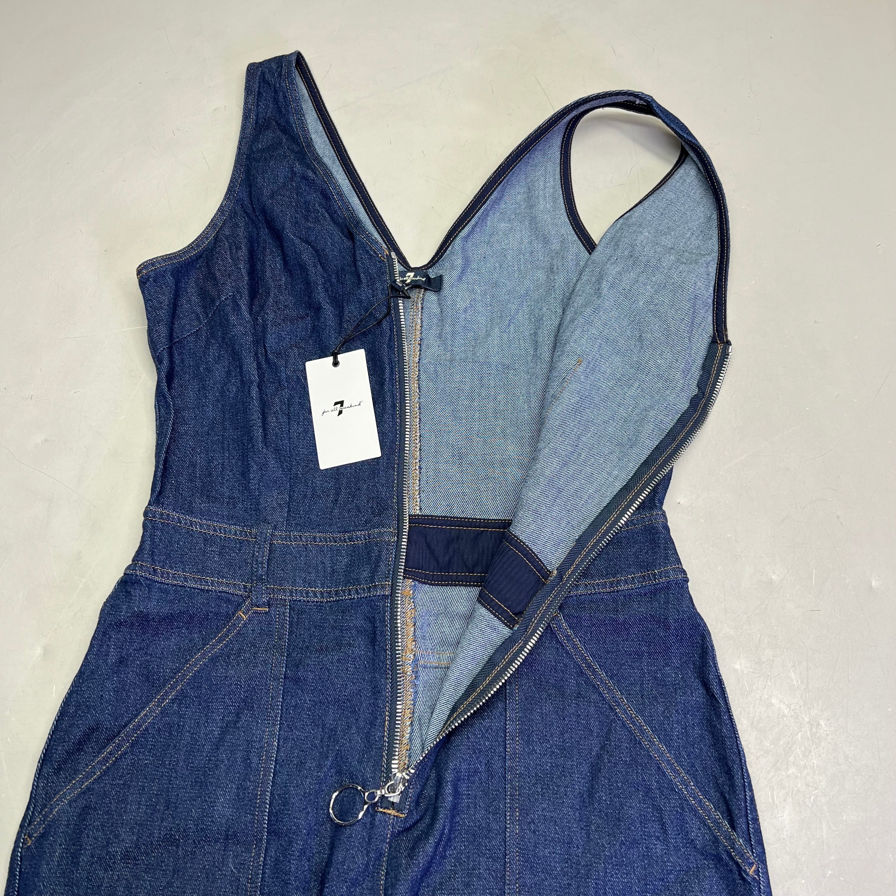 7 FOR ALL MANKIND Soft Denim Zip Up Jumper Womens Sz M Dark Blue AU7190865A WLSR