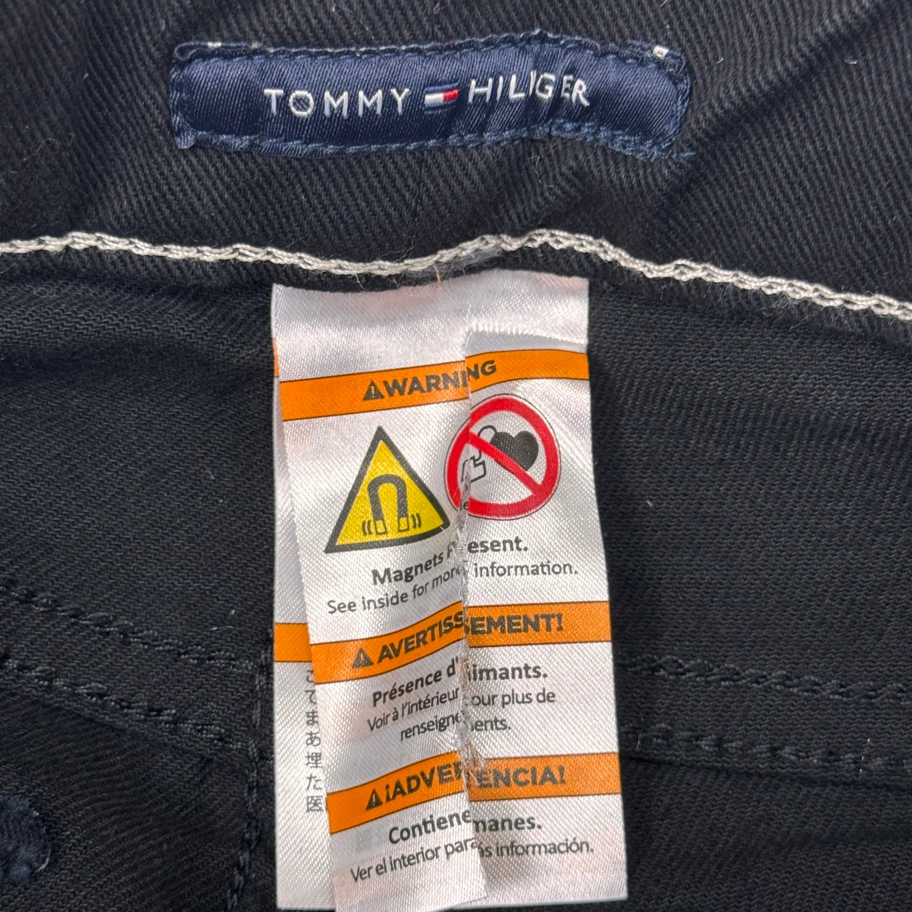 TOMMY HILFIGER JEANS Slim Bermuda Shorts Women's SZ 10 Waist 30 Black Magnet / Velcro Fly