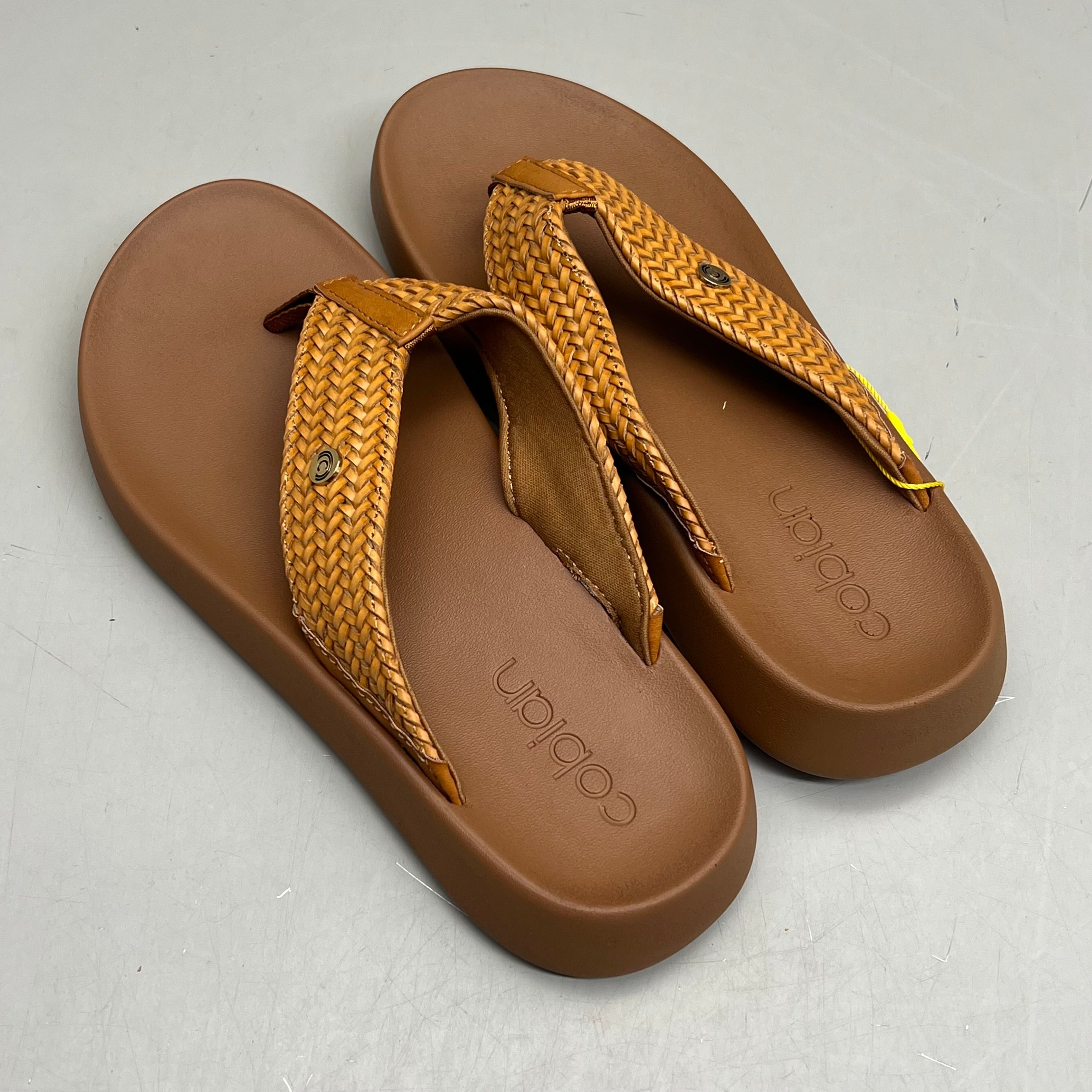COBIAN Palmilla Braided Synthetic Leather Strap Sandals Women's Sz 7 EU 37 Tan PAL25-230-7