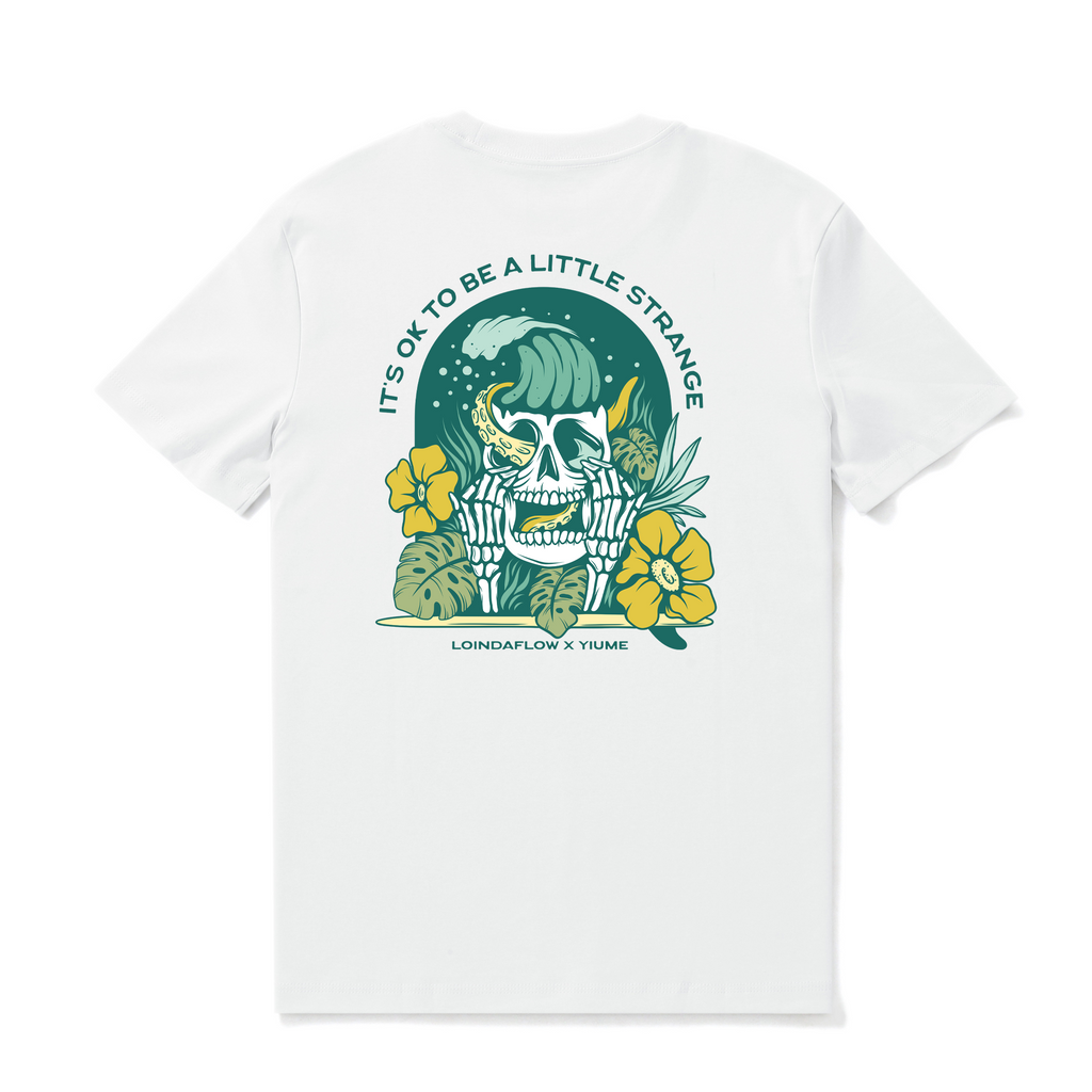 Hawaiian Tee For Men Strange Skull By Loindaflow Tee Crew Neck 100% Cotton - WHITE By Laihha Organna