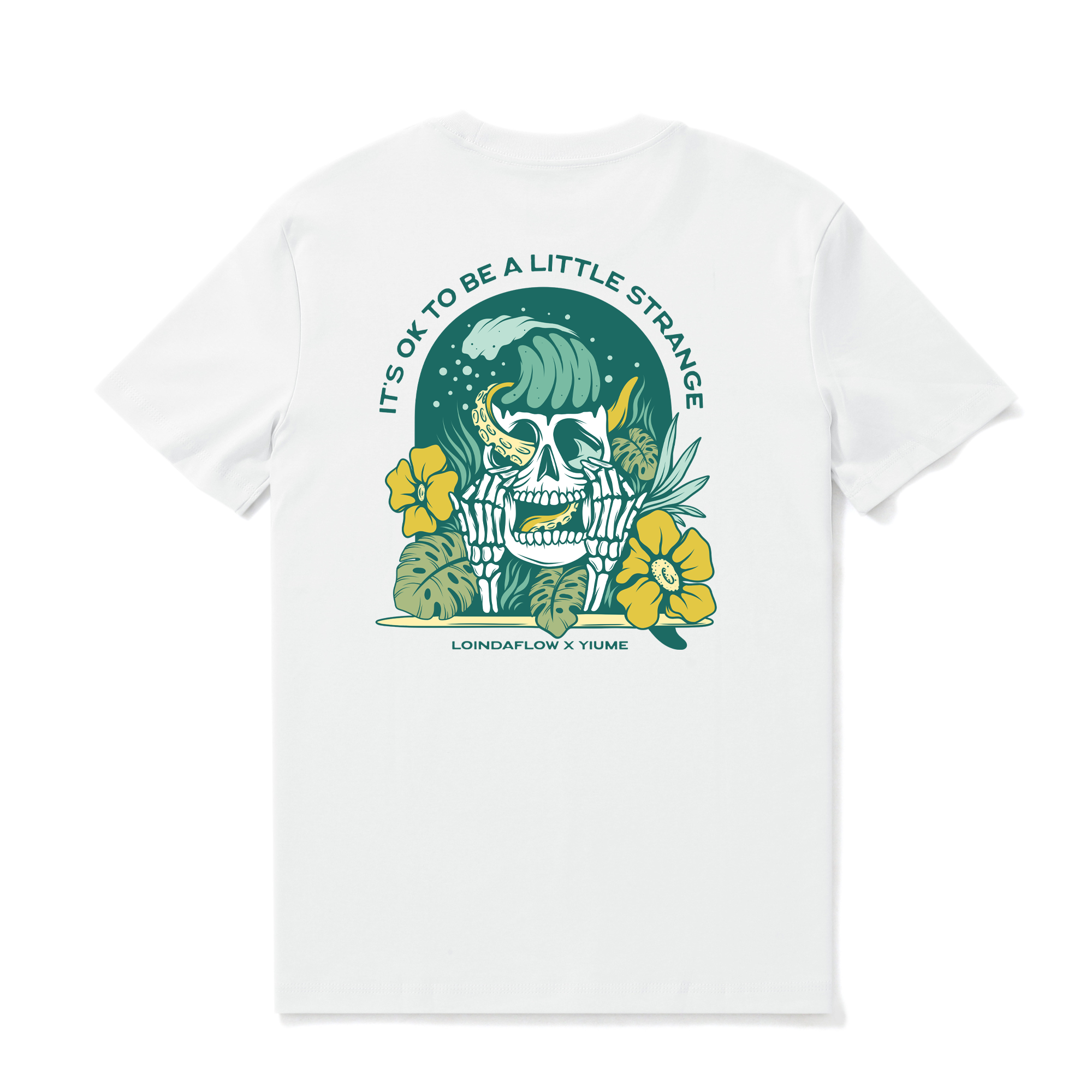 Hawaiian Tee For Men Strange Skull By Loindaflow Tee Crew Neck 100% Cotton - WHITE By Laihha Organna