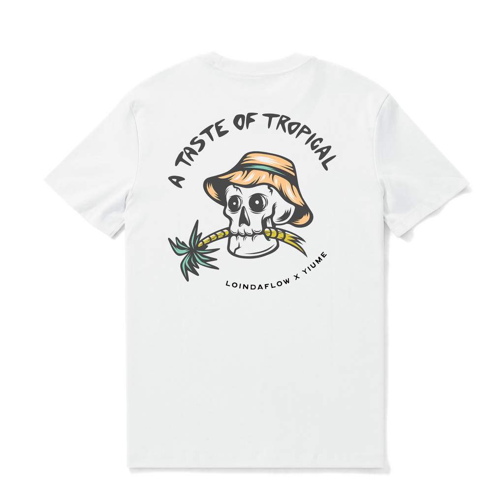 Hawaiian Tee For Men Taste of Tropical By Loindaflow Tee Crew Neck 100% Cotton - WHITE By Laihha Organna