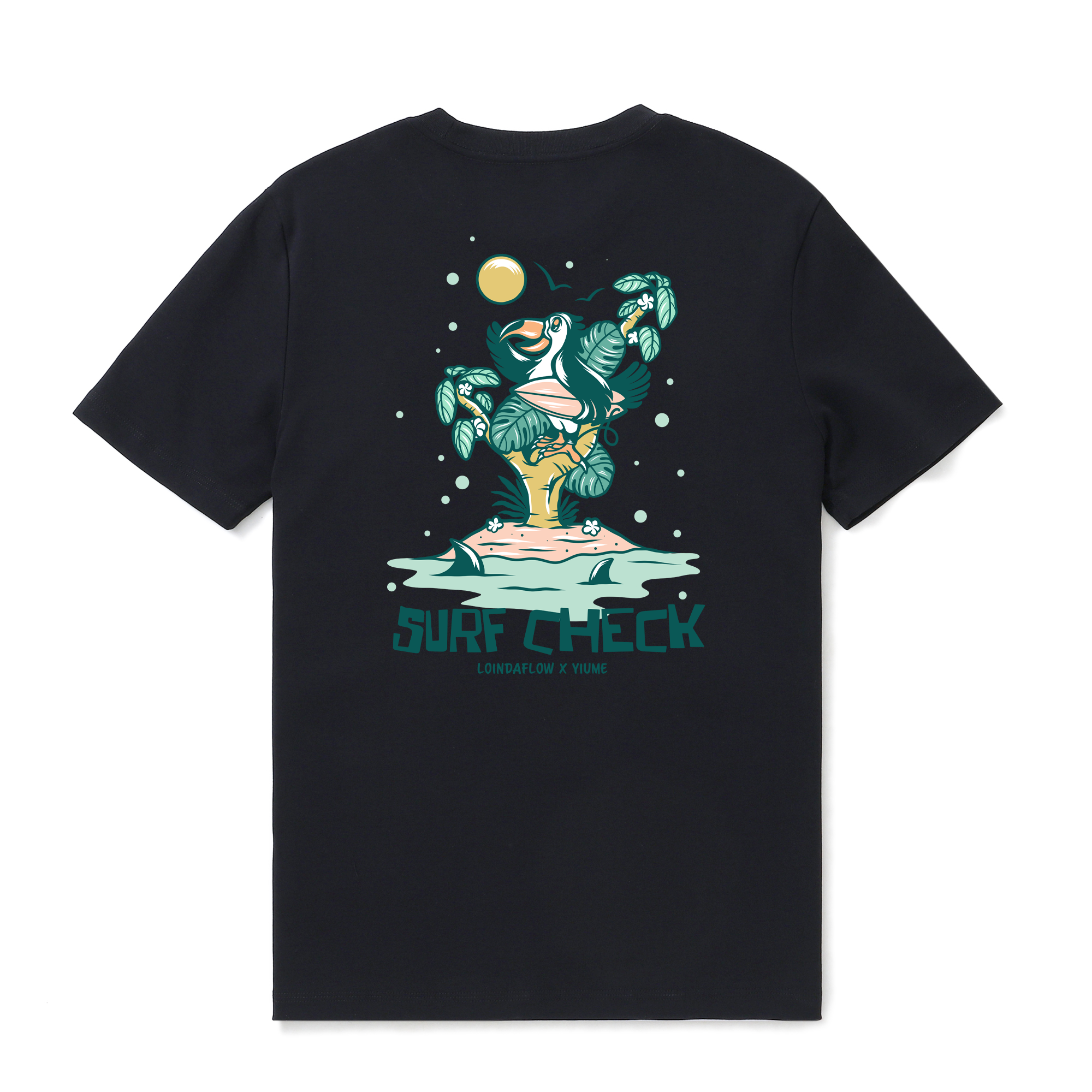 Hawaiian Tee For Men Surf Check By Loindaflow Tee Crew Neck 100% Cotton - BLACK By Laihha Organna