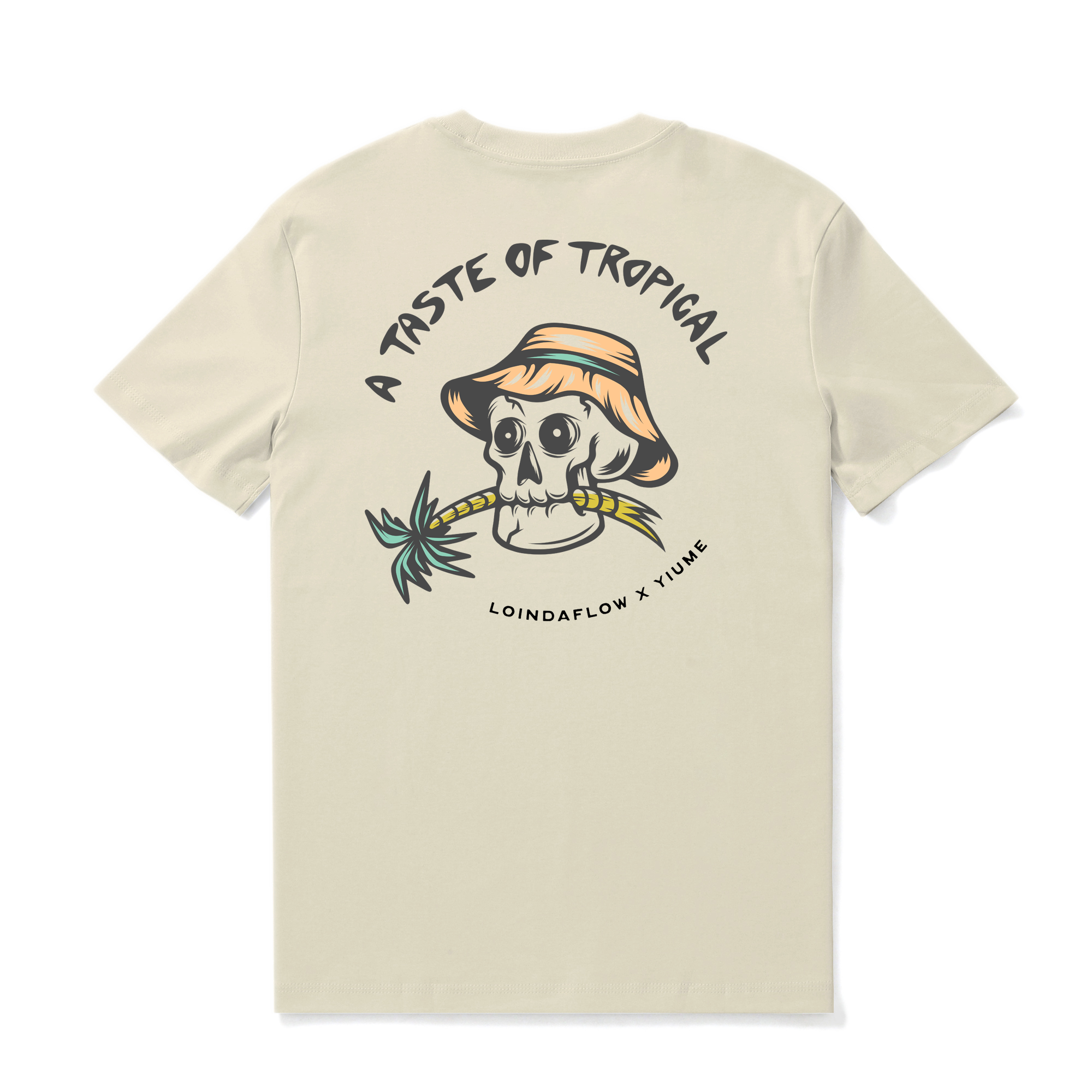 Hawaiian Tee For Men Taste of Tropical By Loindaflow Tee Crew Neck 100% Cotton - BEIGE By Laihha Organna