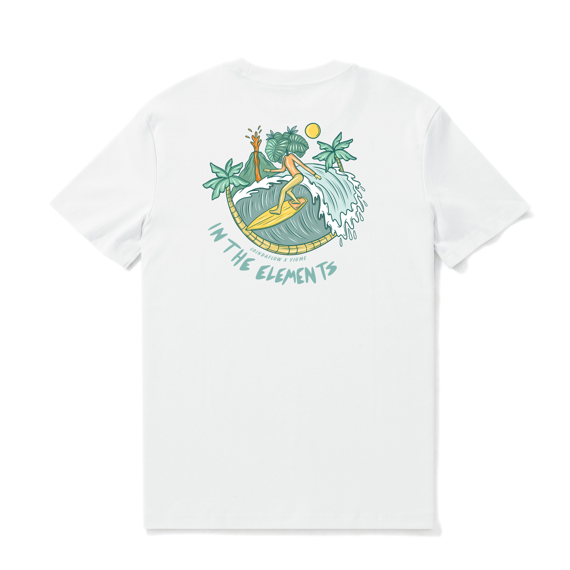 Hawaiian Tee For Men In the Elements By Loindaflow Tee Crew Neck 100% Cotton - WHITE By Laihha Organna