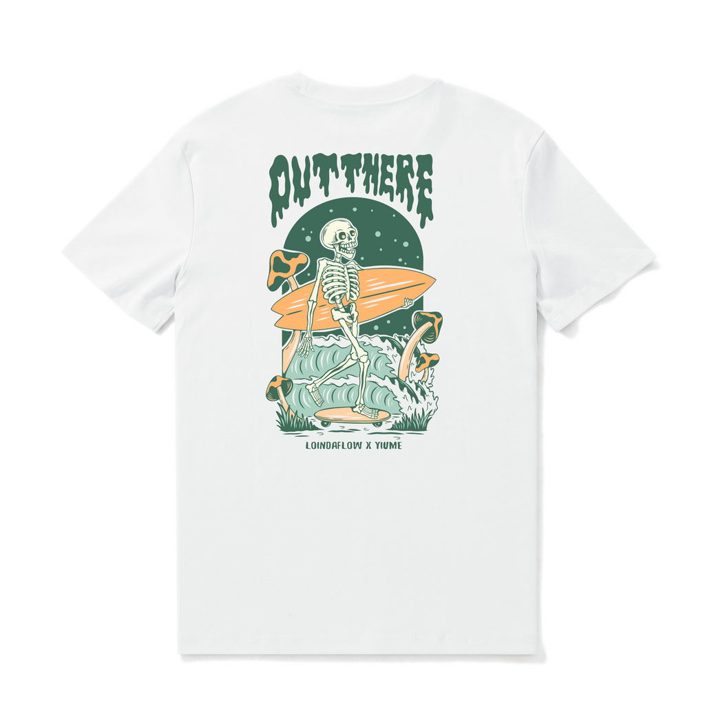 Hawaiian Tee For Men Out There☠️ 🌊BY LOINDAFLOW Tee Crew Neck 100% Cotton - WHITE By Laihha Organna