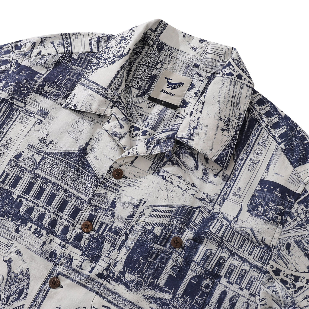 Hawaiian Shirt For Men Artistic Mark Print Shirt Camp Collar 100% Cotton By Yeti