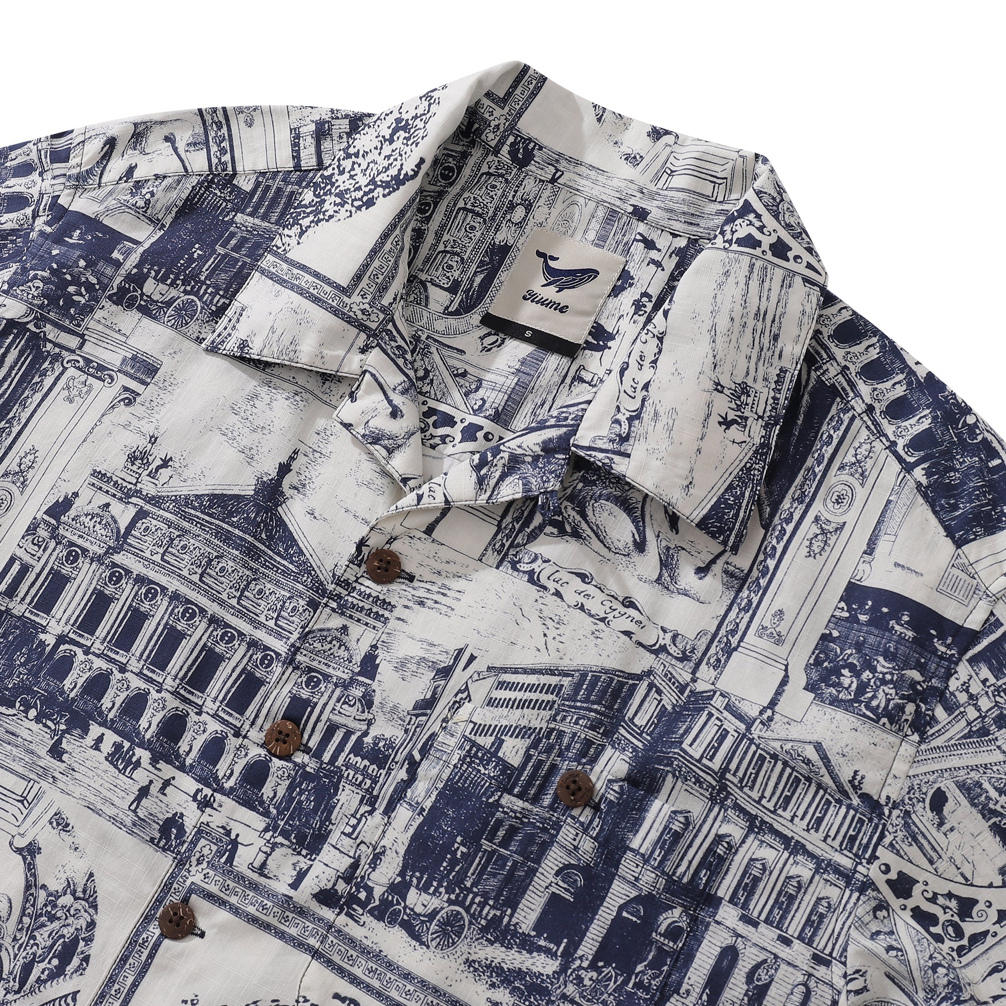 Hawaiian Shirt For Men Artistic Mark Print Shirt Camp Collar 100% Cotton By Yeti