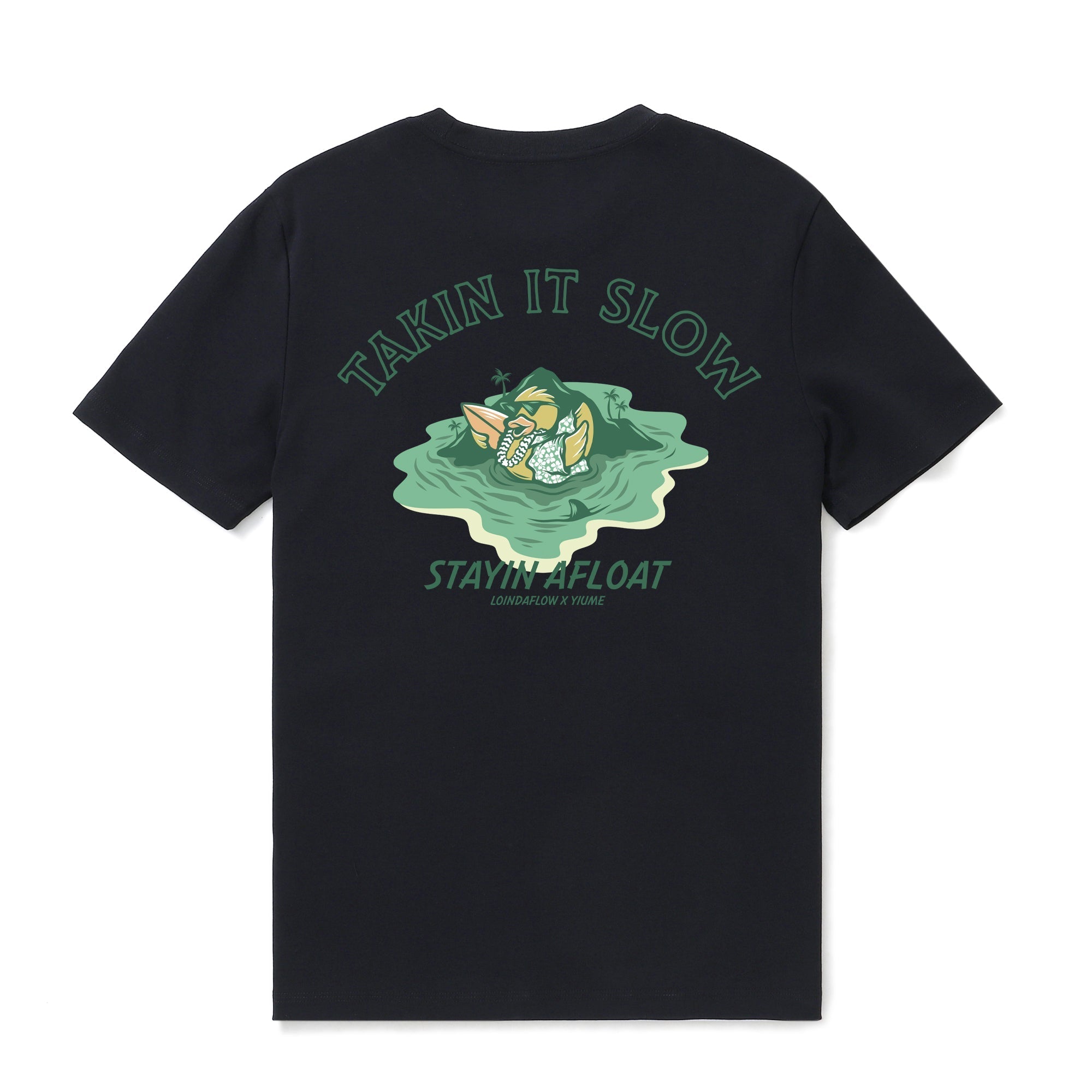 Hawaiian Tee For Men Takin It Slow By Loindaflow Tee Crew Neck 100% Cotton - BLACK By Laihha Organna