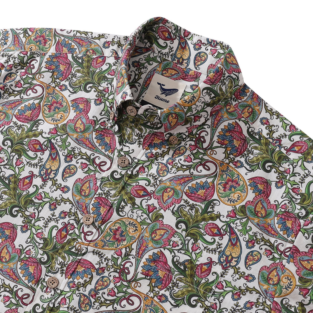 Hawaiian Shirt For Men Sophisticated Botanical Romance Button-down Shirt Short Sleeve 100% Cotton Shirt By Yeti