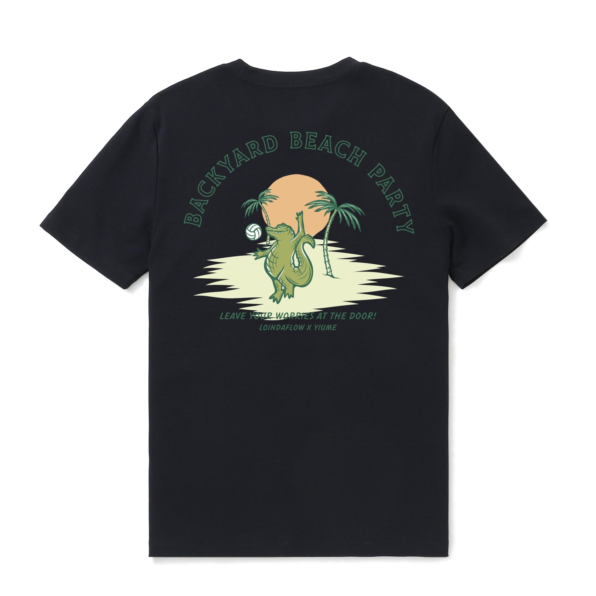 Hawaiian Tee For Men Backyard Beach Party By Loindaflow Tee Crew Neck 100% Cotton - BLACK By Laihha Organna