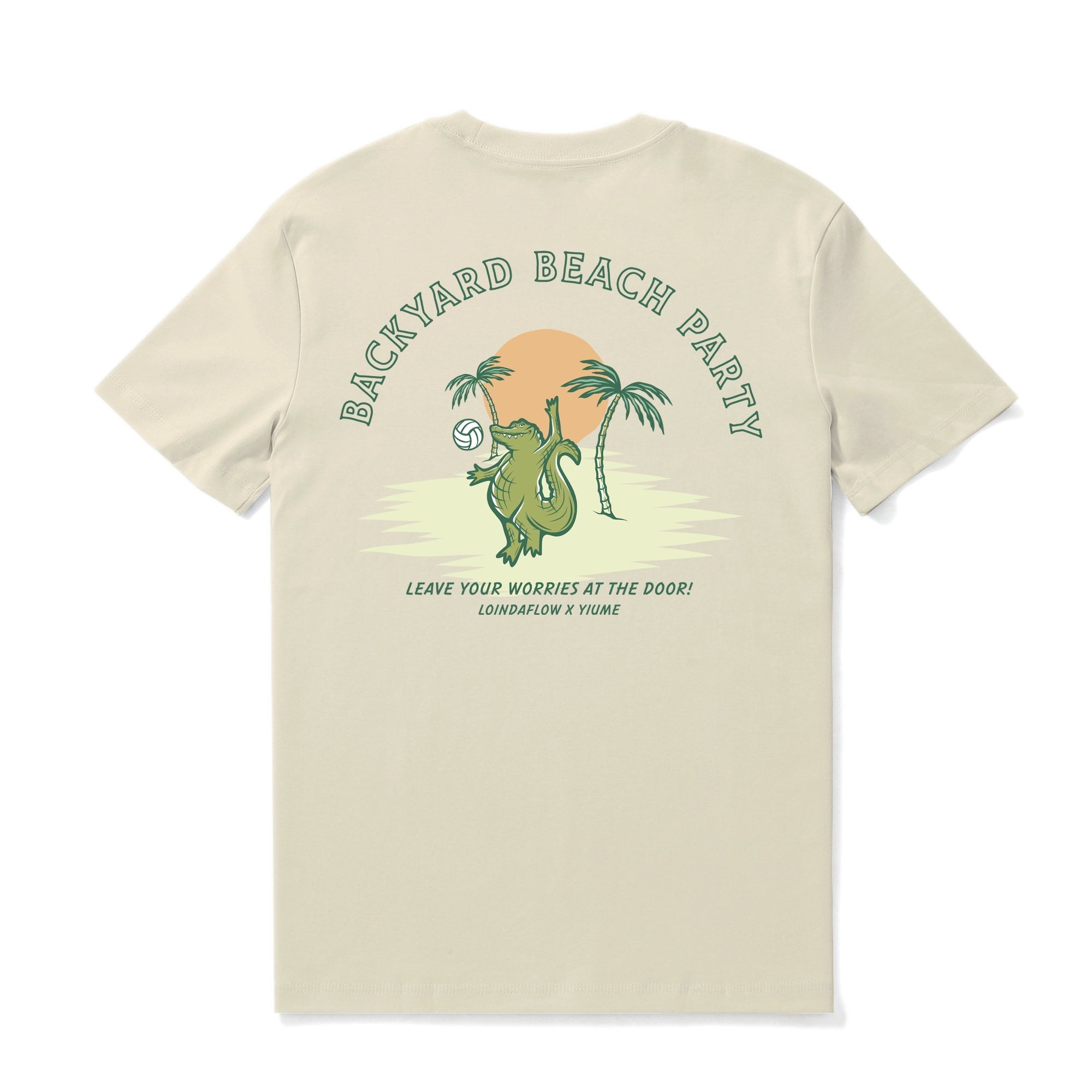 Hawaiian Tee For Men Backyard Beach Party By Loindaflow Tee Crew Neck 100% Cotton - BEIGE By Laihha Organna