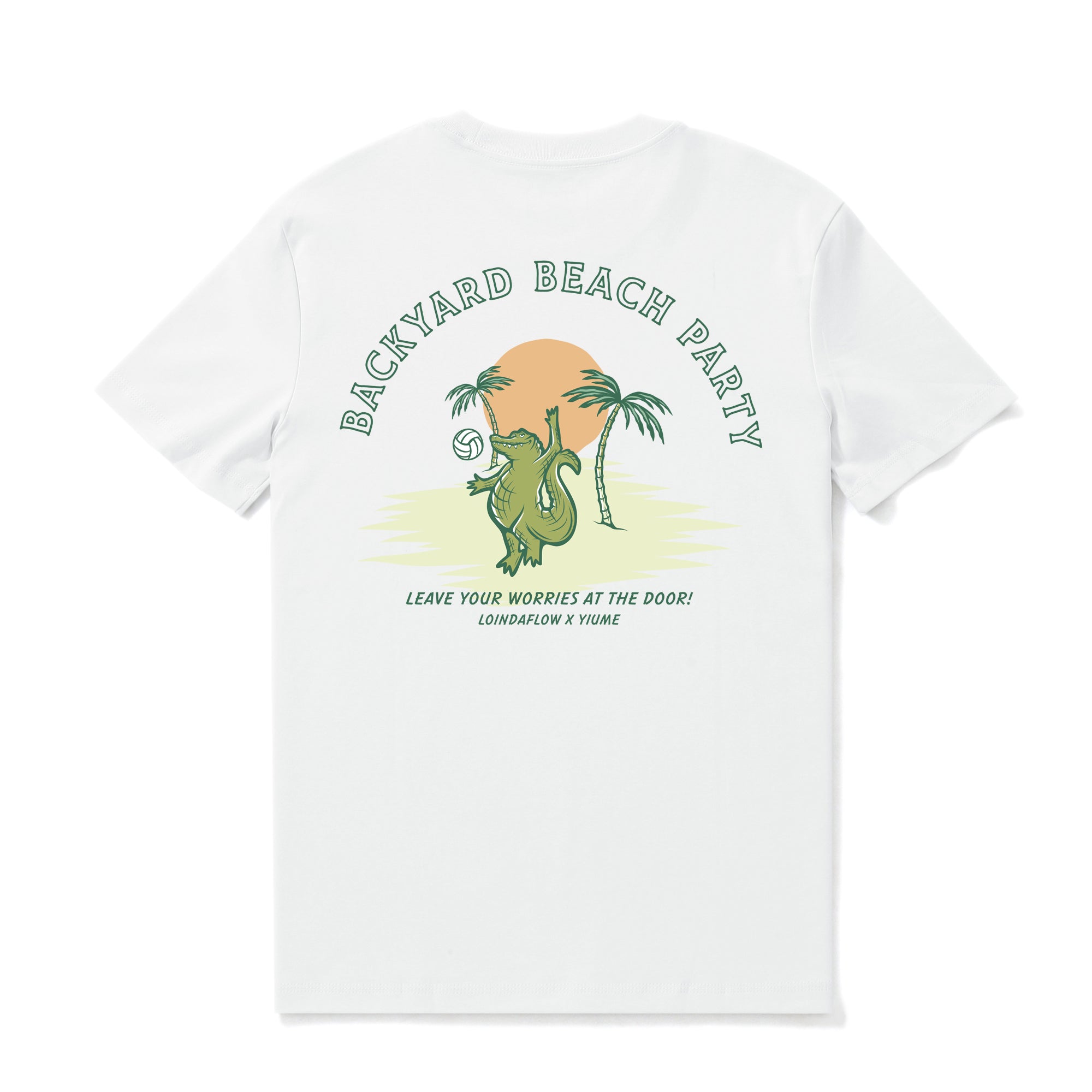 Hawaiian Tee For Men Backyard Beach Party By Loindaflow Tee Crew Neck 100% Cotton - WHITE By Laihha Organna