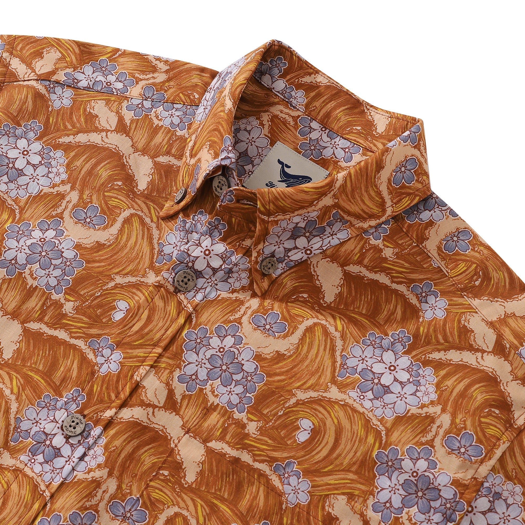 Men's Hawaiian Shirt Sakura Sea Print Cotton Button-down Short Sleeve Aloha Shirt By Yakima