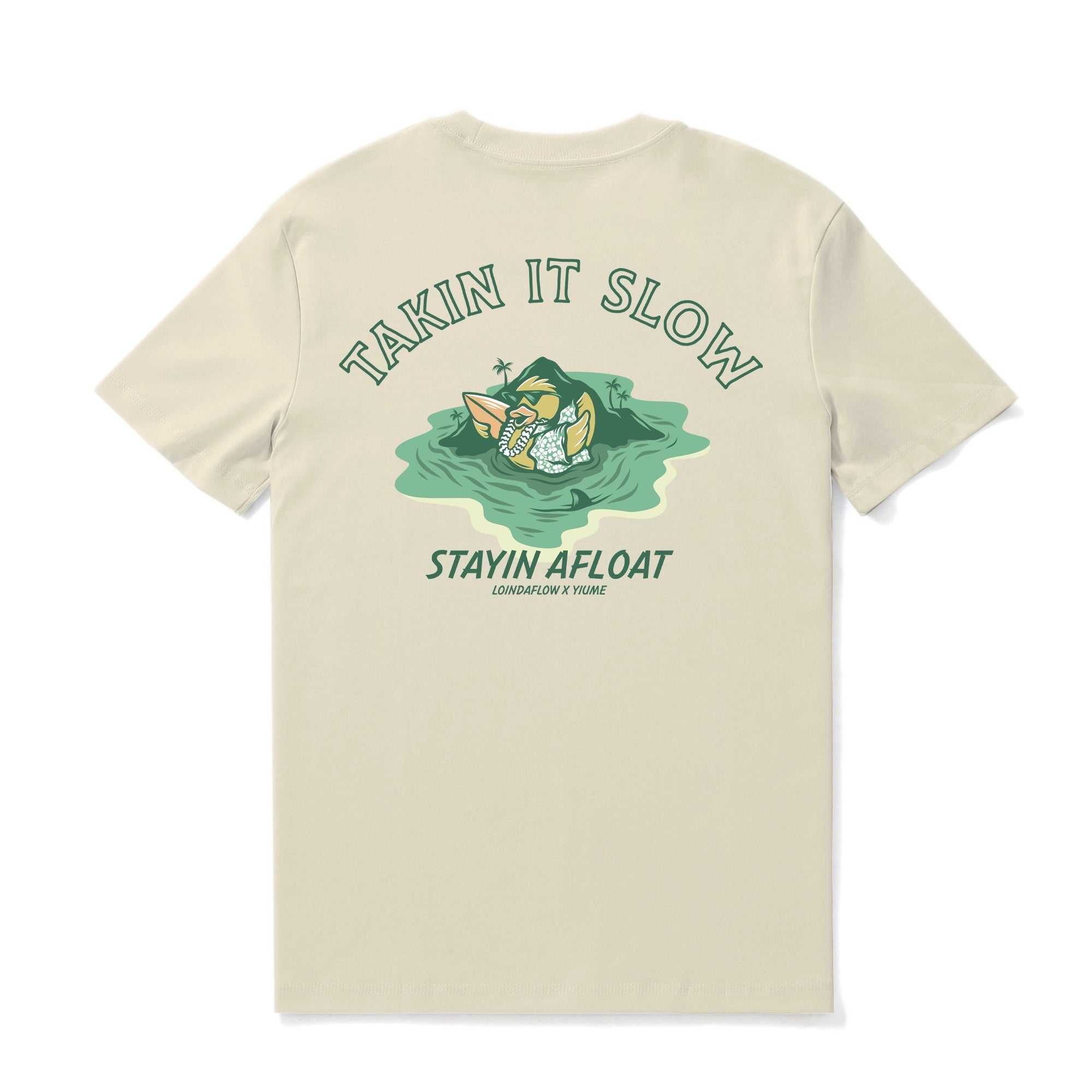 Hawaiian Tee For Men Takin It Slow By Loindaflow Tee Crew Neck 100% Cotton - BEIGE By Laihha Organna