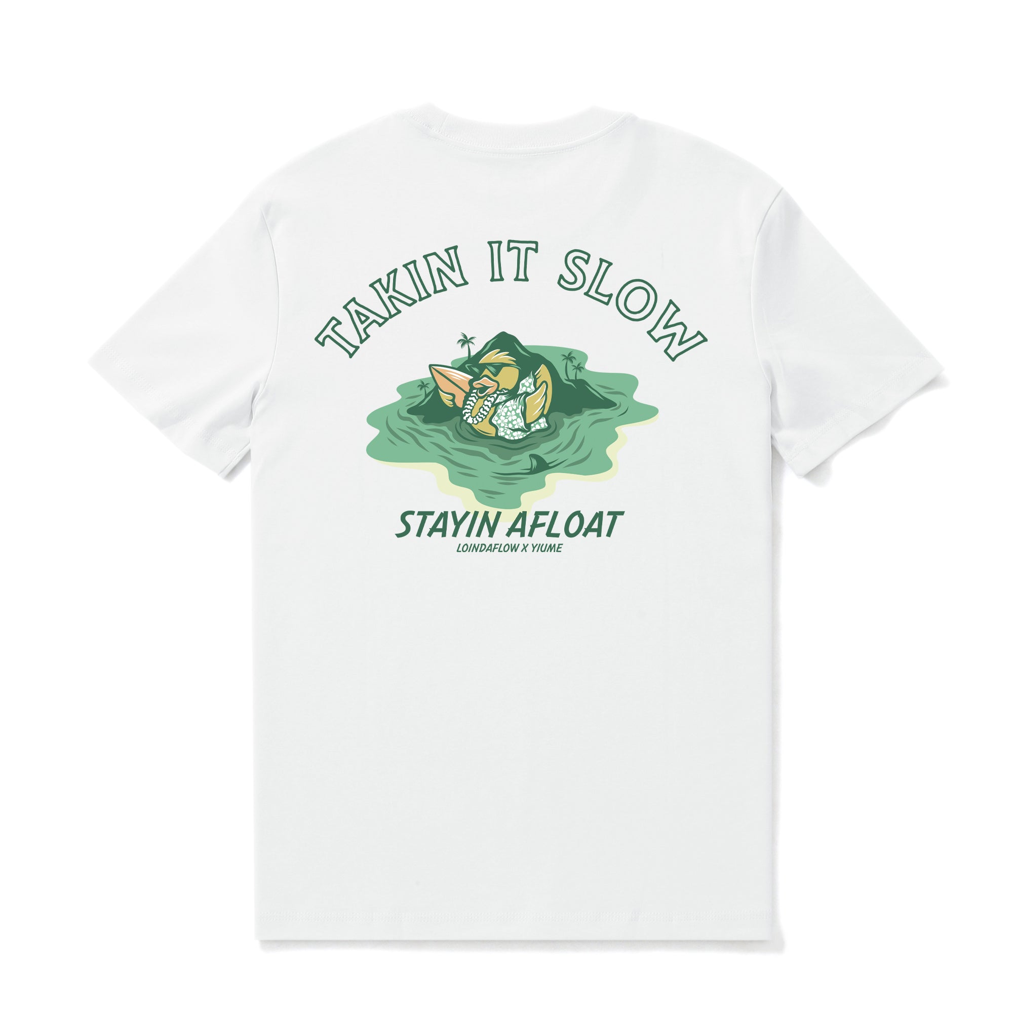 Hawaiian Tee For Men Takin It Slow By Loindaflow Tee Crew Neck 100% Cotton - WHITE By Laihha Organna