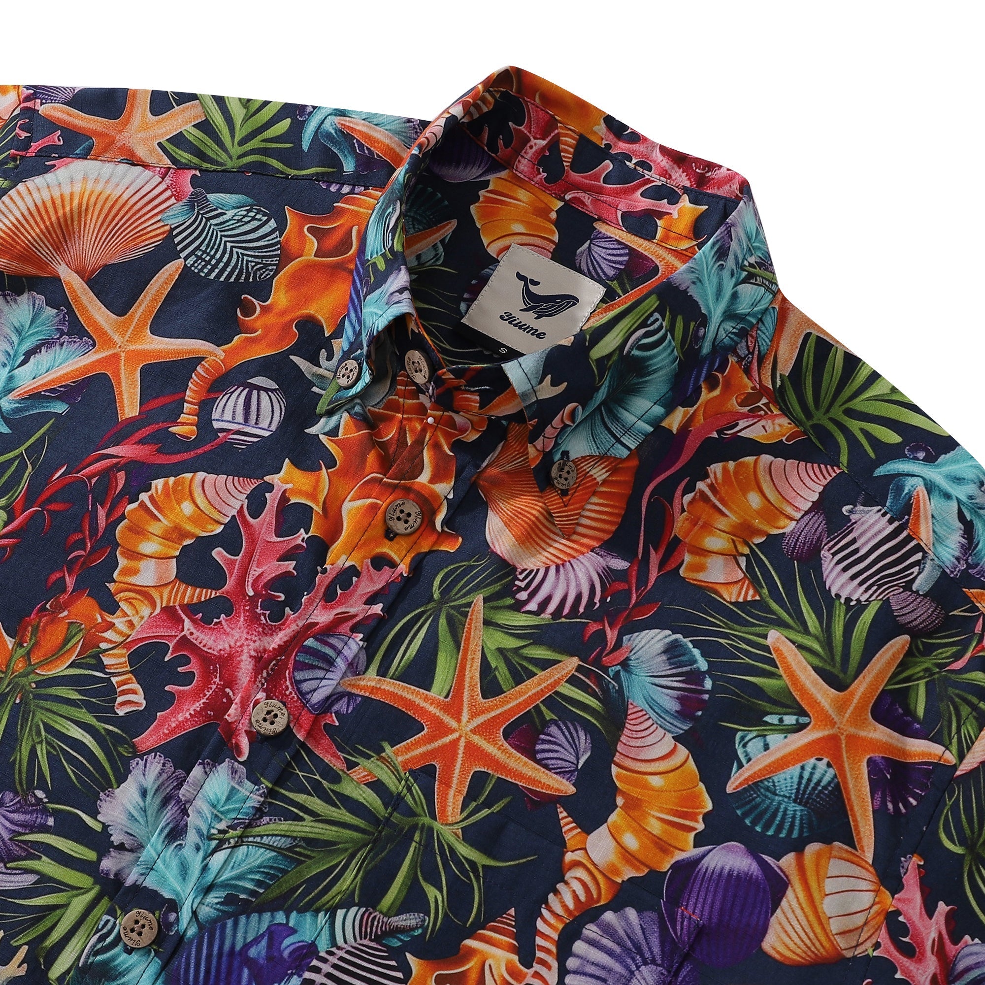 Hawaiian Shirt For Men Marine Life Carnival Button-down Short Sleeve 100% Cotton Shirt By Sun