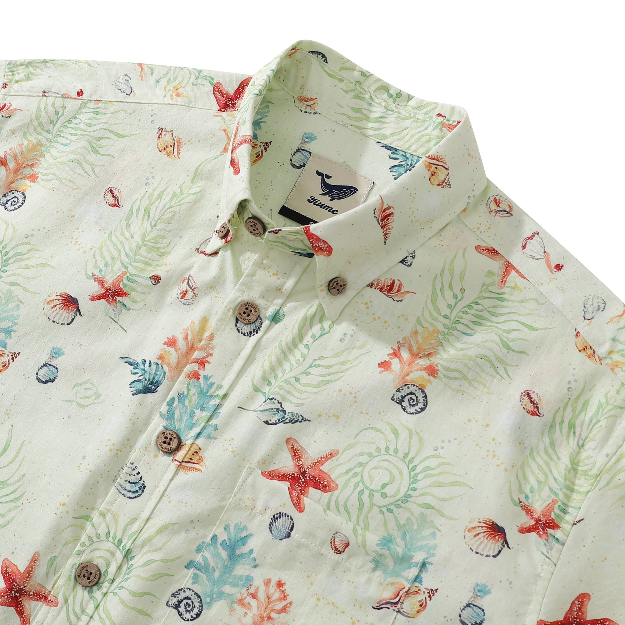 Hawaiian Shirt For Men Voices of the Shore Button-down Short Sleeve 100% Cotton Shirt By Seven