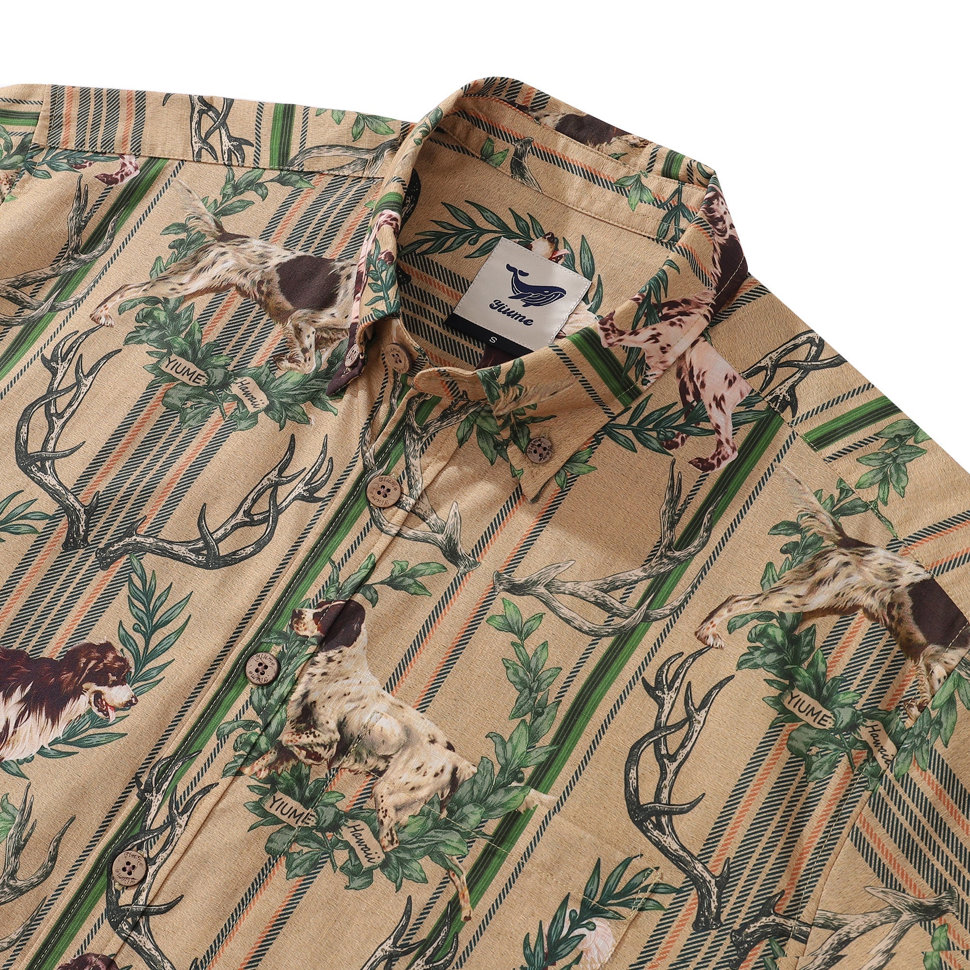 Hawaiian Shirt For Men Sleuth Hound Button-down Shirt Short Sleeve 100% Cotton Shirt By Yakima