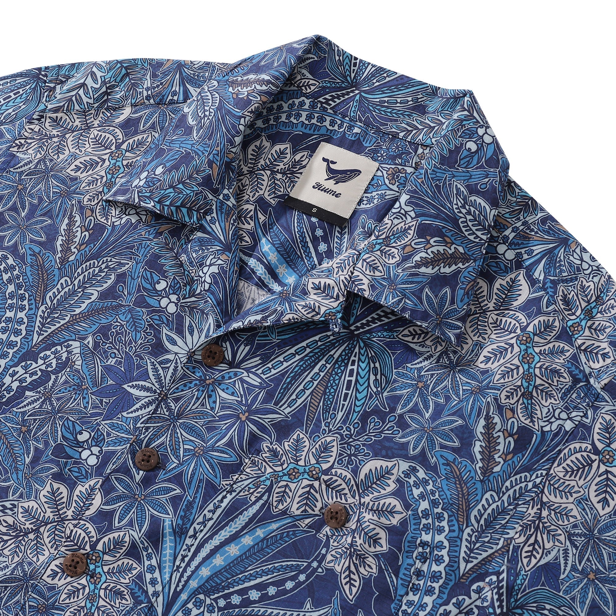 Hawaiian Shirt For Men Tropical Blues Print Shirt Camp Collar 100% Cotton Shirt By Cigar