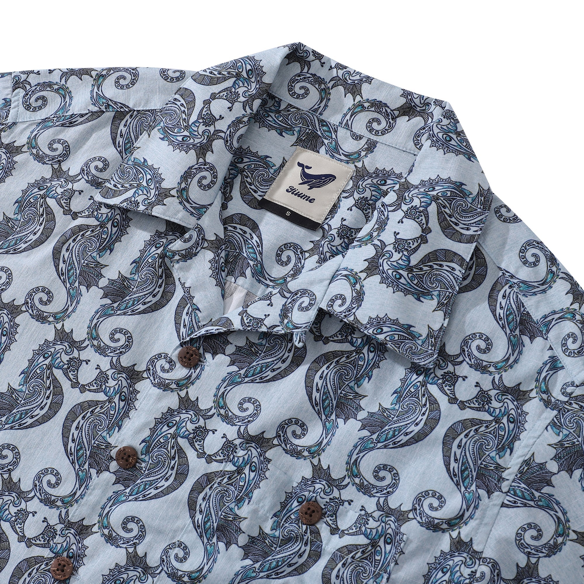 Summer Hawaiian Shirt For Men Smile of the Sea Print Shirt Camp Collar 100% Cotton By Cigar