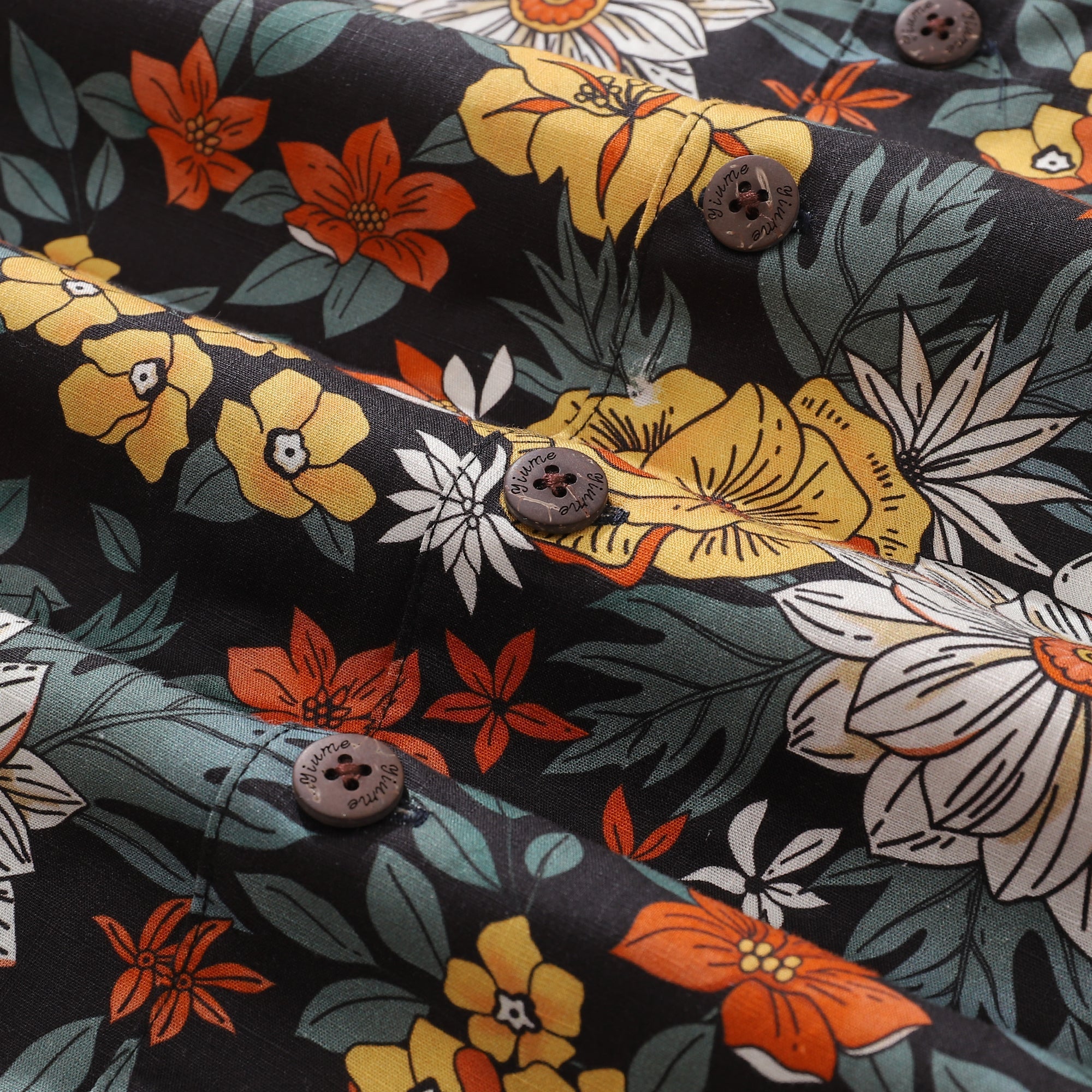 Hawaiian Shirt For Men Autumn Garden Print Shirt Camp Collar 100% Cotton By Sherry