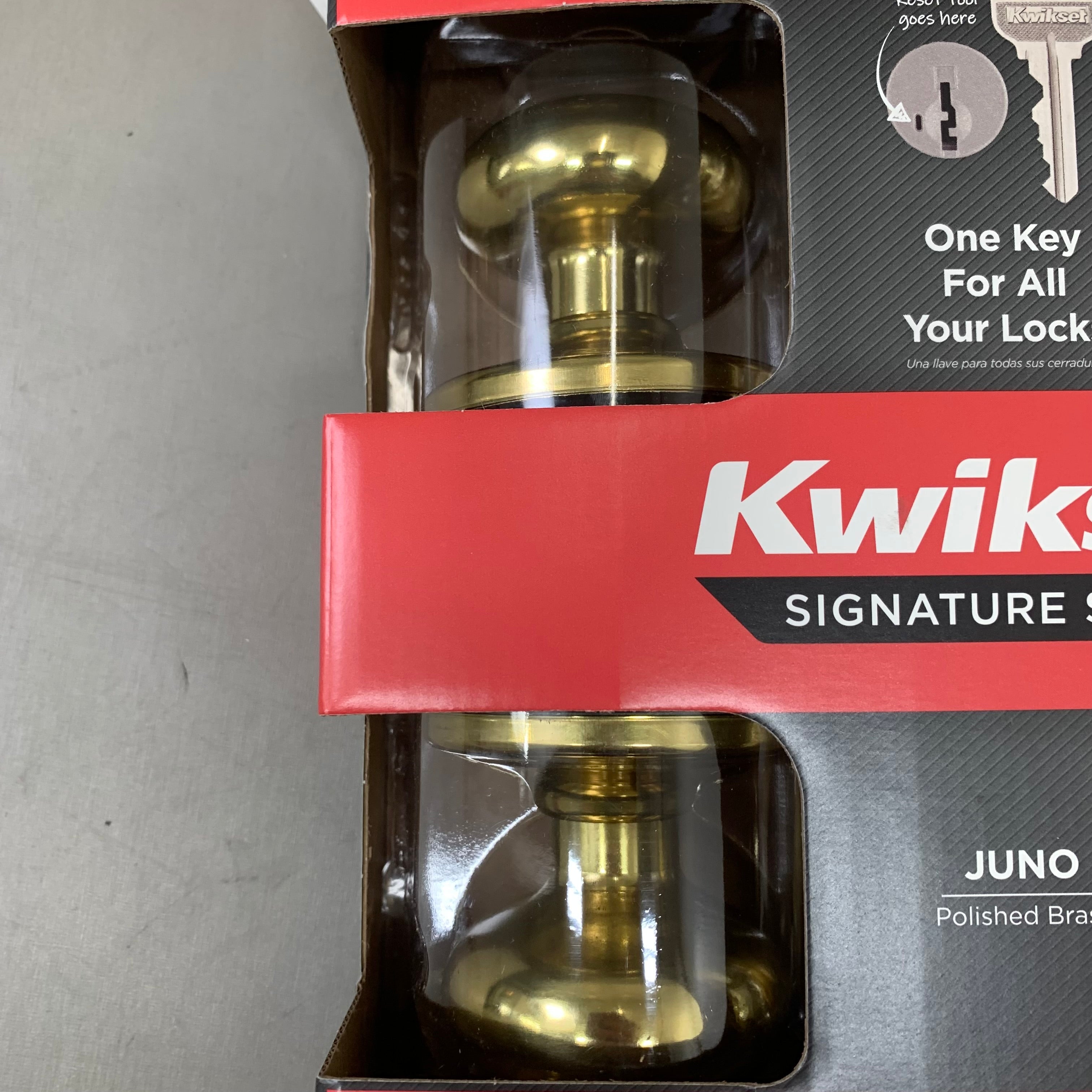 KWIKSET Entry Door Knob & Single Cylinder Deadbolt Combo 1-3/8" to 1-3/4 Door Thickness Juno Polished 99910-032