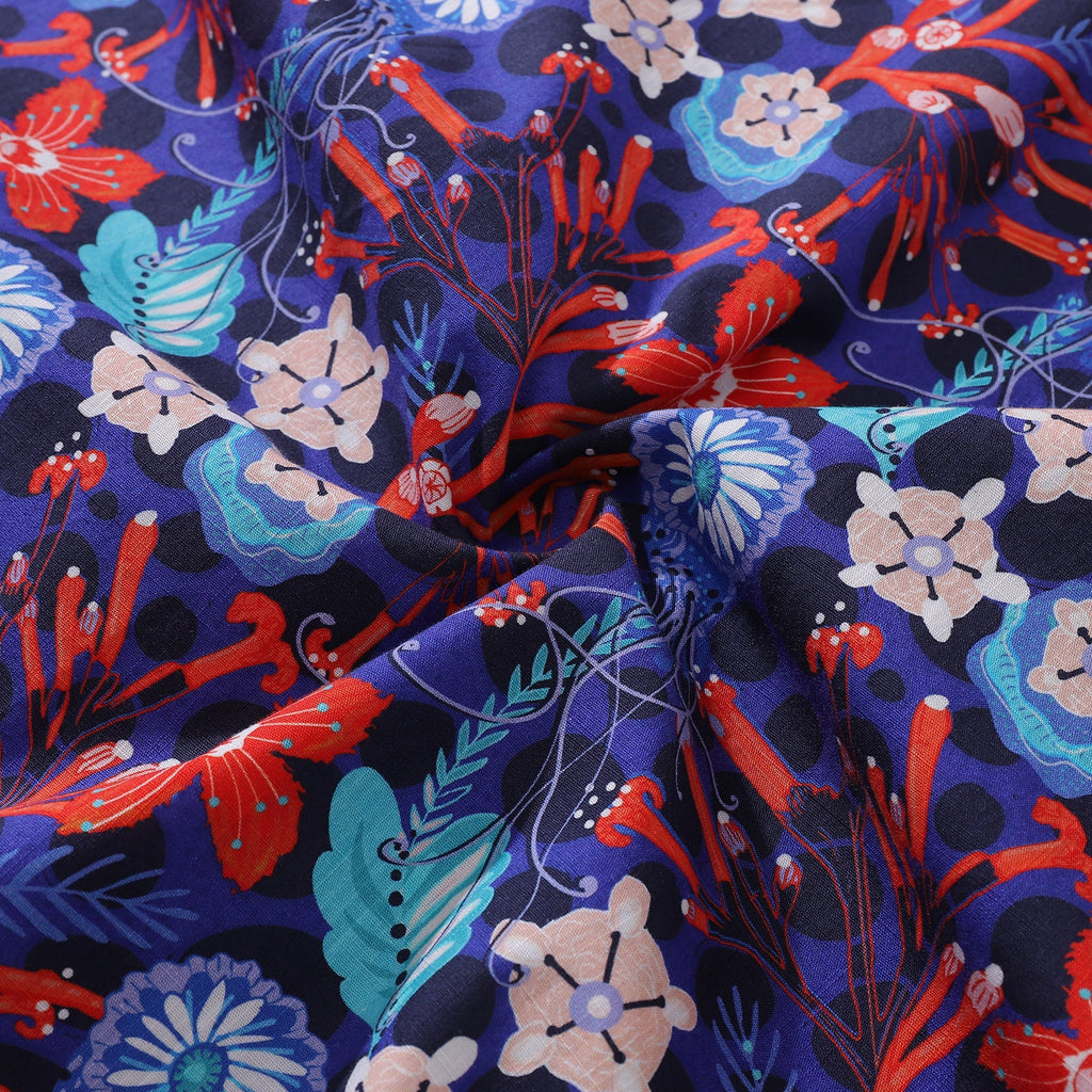 Summer Hawaiian Shirt For Men The Big Dive By Lucille Pattern Print Shirt Camp Collar 100% Cotton