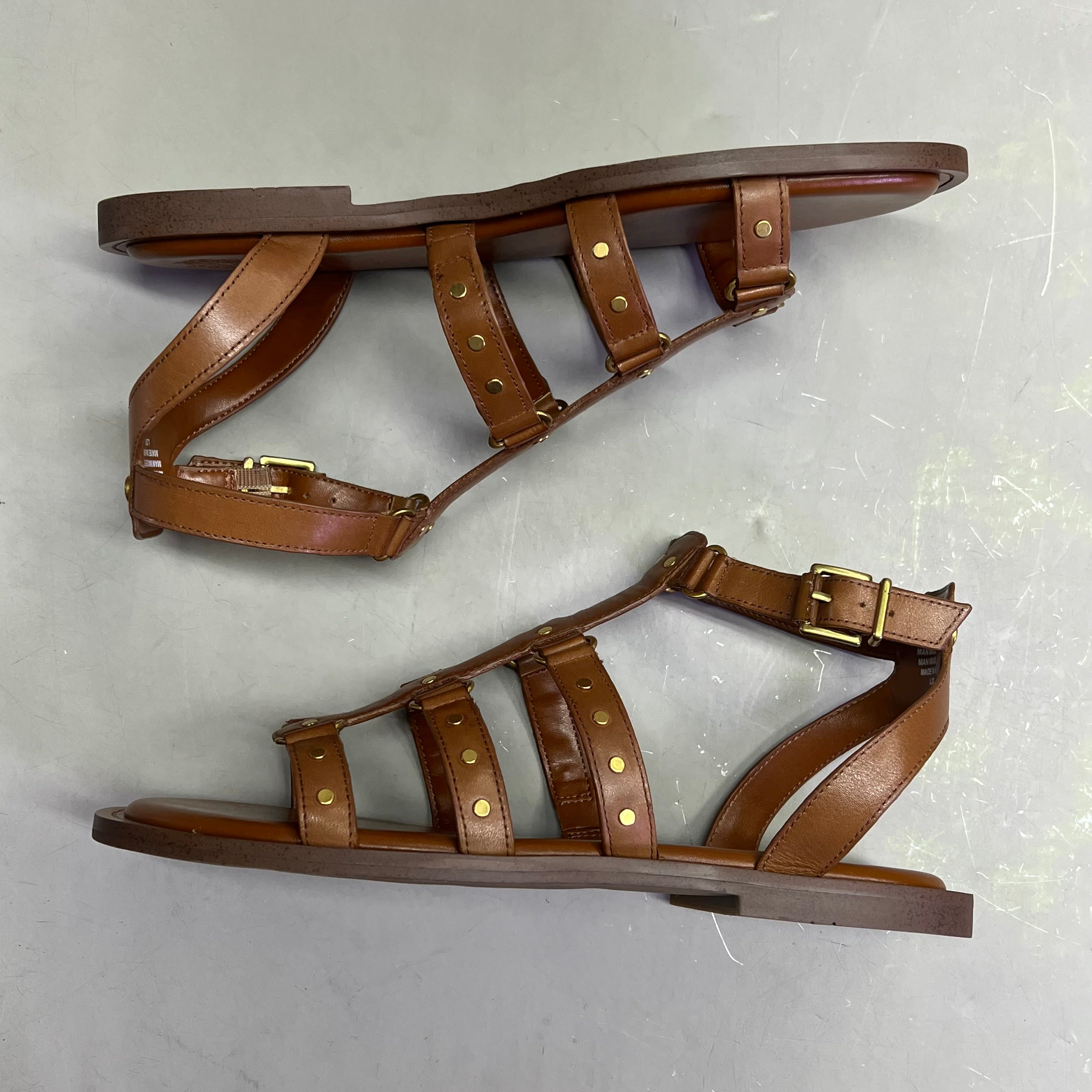VINCE CAMUTO Leather Studded Gladiator Sandals Women's Sz 7M Caramelo VC-Claira