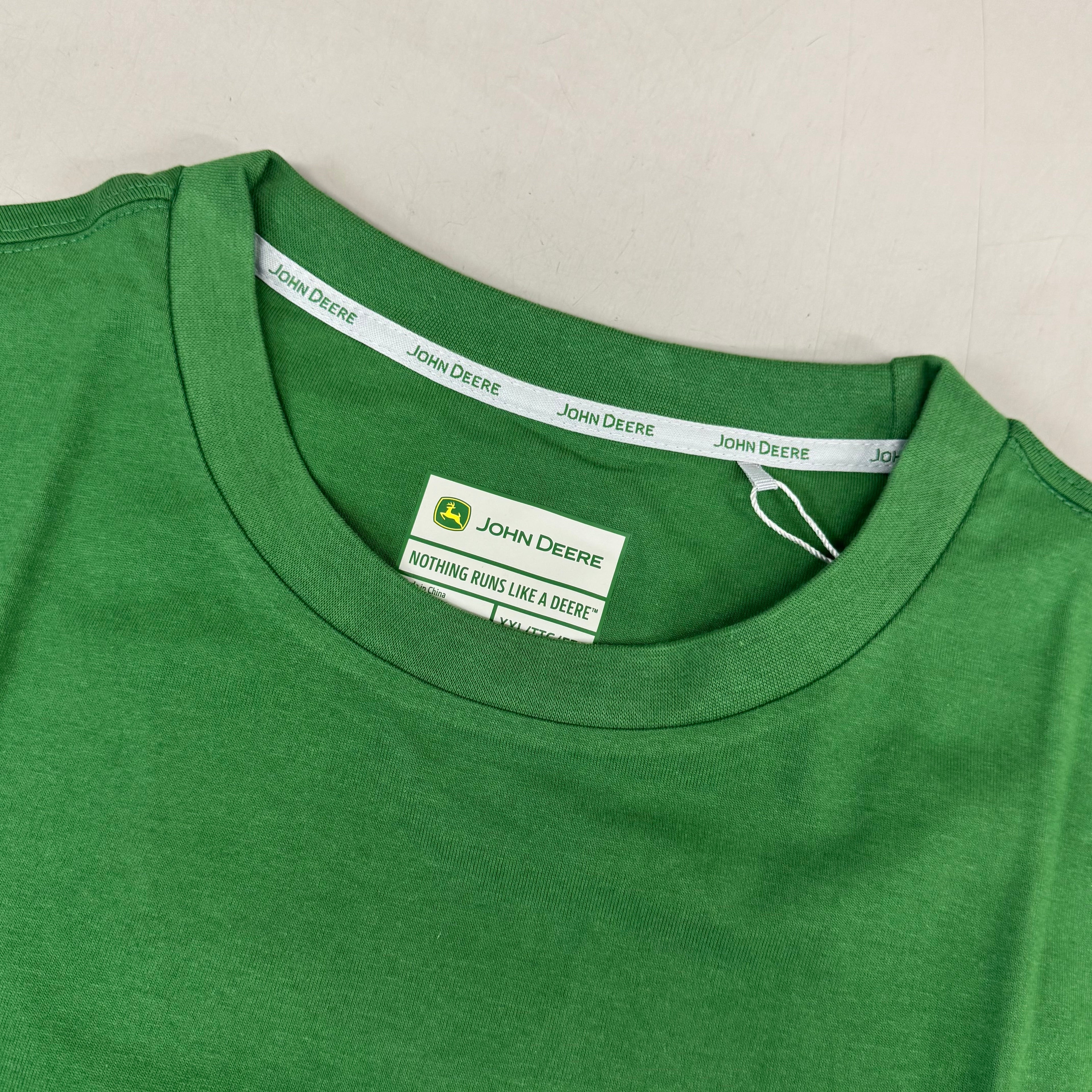 JOHN DEERE Embroidered Logo Short Sleeve Tee Shirt Men's Sz XXL Green 1896842