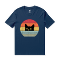 Hawaiian Tee For Men Retro Cute Cat Tee Crew Neck 100% Cotton - NAVY BLUE By Shawn