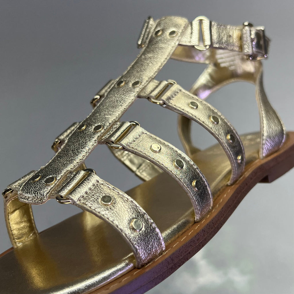 VINCE CAMUTO Leather Studded Gladiator Sandals Women's Sz 8.5M Egyptian Gold