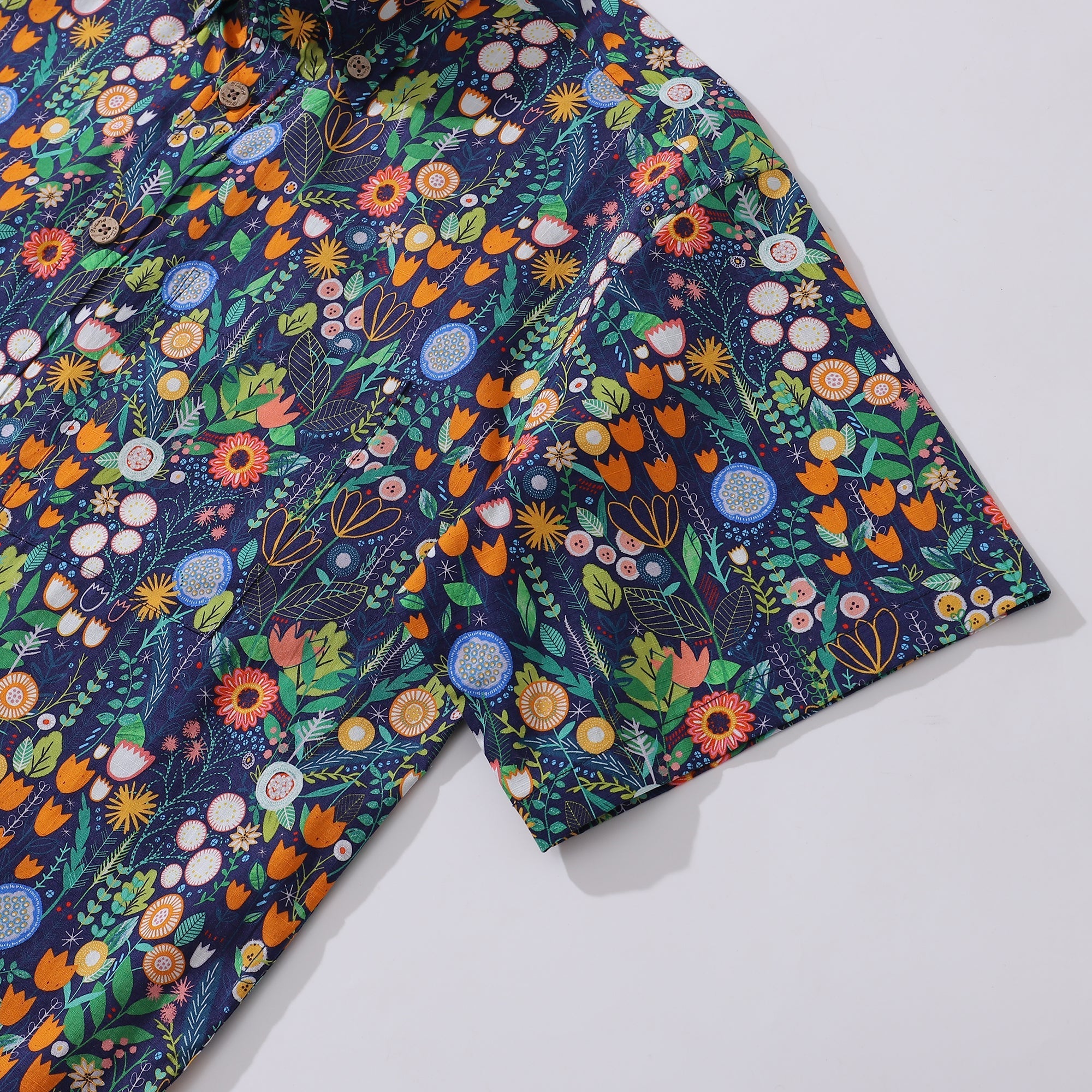 Floral Hawaiian Shirt For Men Button-down Short Sleeve 100% Cotton Shirt By Rachel Parker