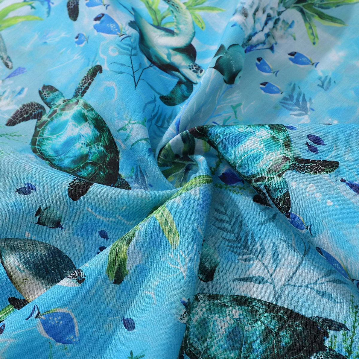 Blue Hawaiian Shirt For Men Short Sleeve Ocean Sonata Shirt Button-down Cotton Shirt By Seven