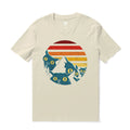 Hawaiian Tee For Men Vintage Vibes Cat Tee Crew Neck 100% Cotton - BEIGE