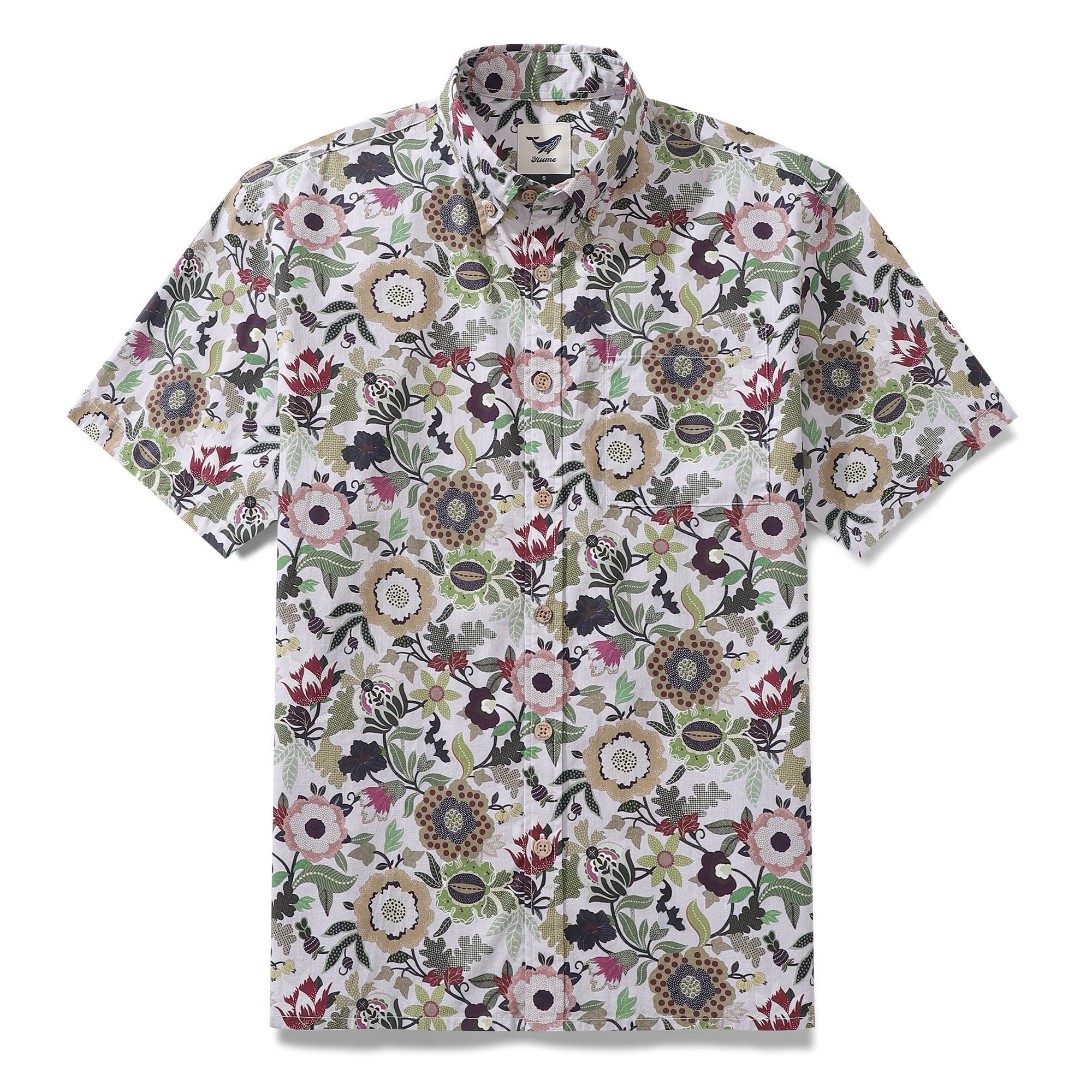 Men's Hawaiian Shirt Floral Circus By Sarah Cotton Button-down Short Sleeve Aloha Shirt By Sarah Thorpe
