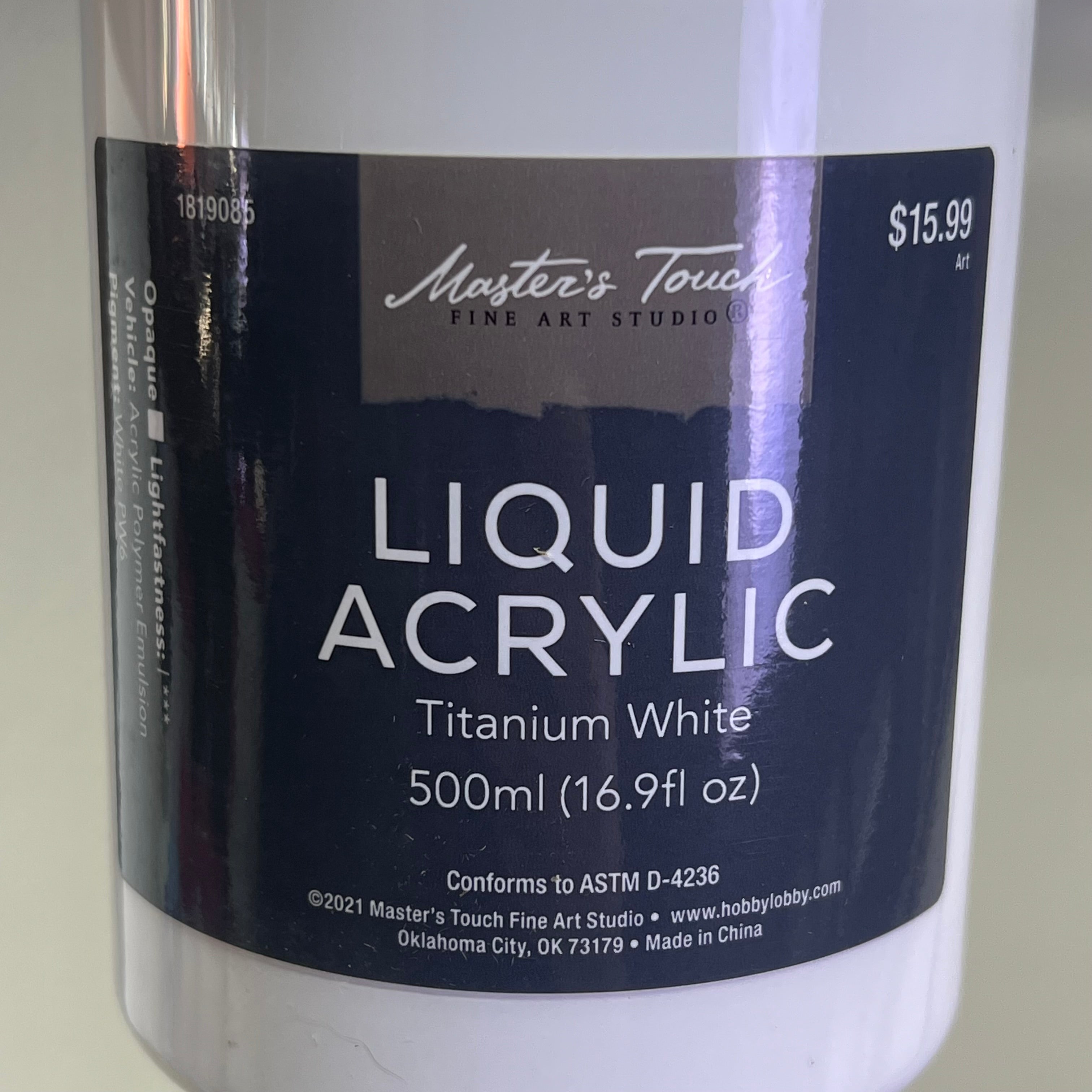 MASTERS TOUCH (2 PACK) Liquid Acrylic Paint 16.9 fl oz Titanium White 1819085