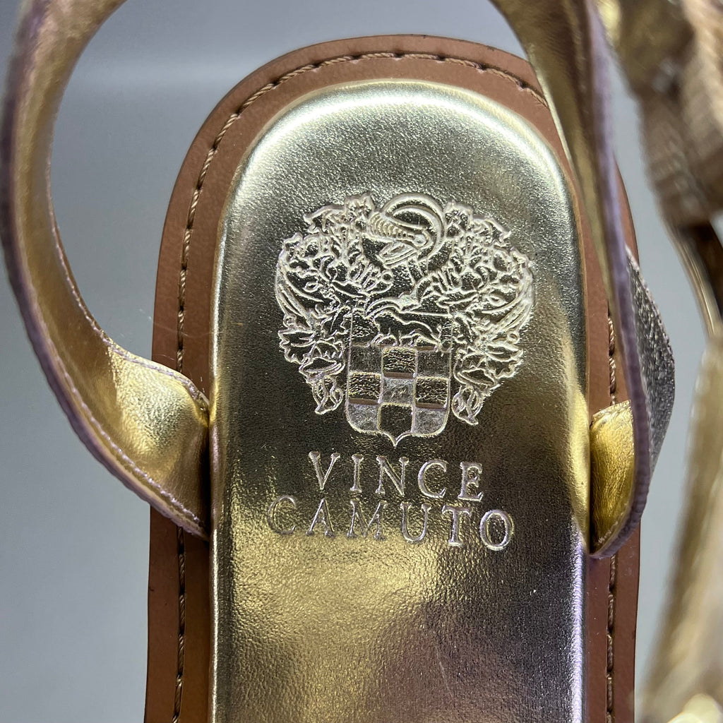 VINCE CAMUTO Leather Studded Gladiator Sandals Women's Sz 9M Egyptian Gold