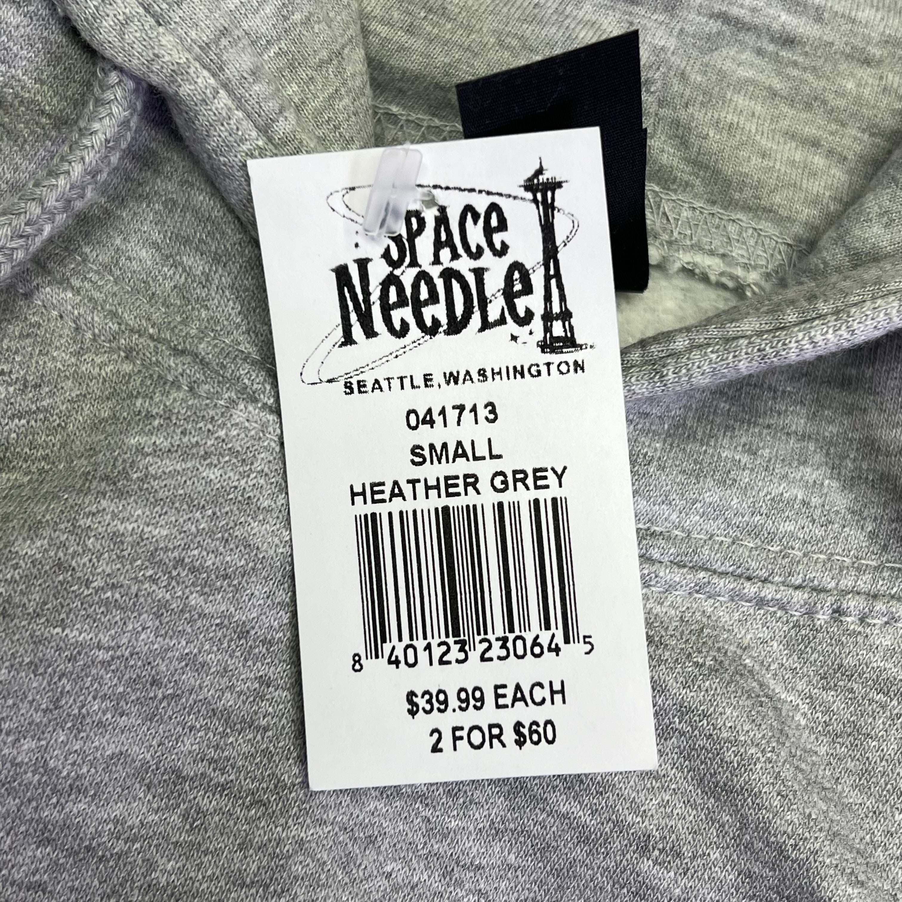 POINT Seattle Washington Space Needle Hoodie Unisex Sz S Heather Grey 041713