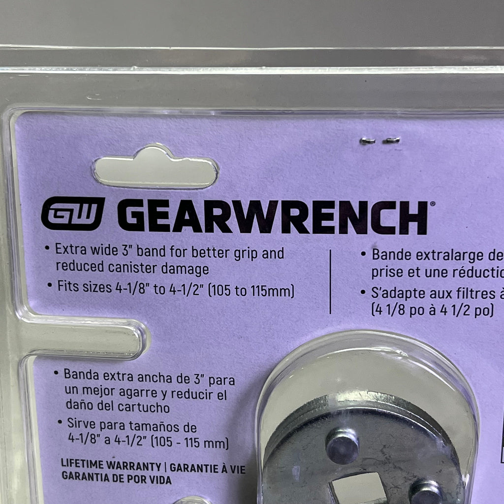 GEAR WRENCH Extra Wide Band Heavy-Duty Oil Filter Wrench 4-1/8" To 4-1/2"2320W