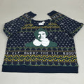 OLD NAVY Men's Christmas Holiday Buddy the Elf Crewneck Sweatshirt Sz
 XL Navy/Green 572579-00-1