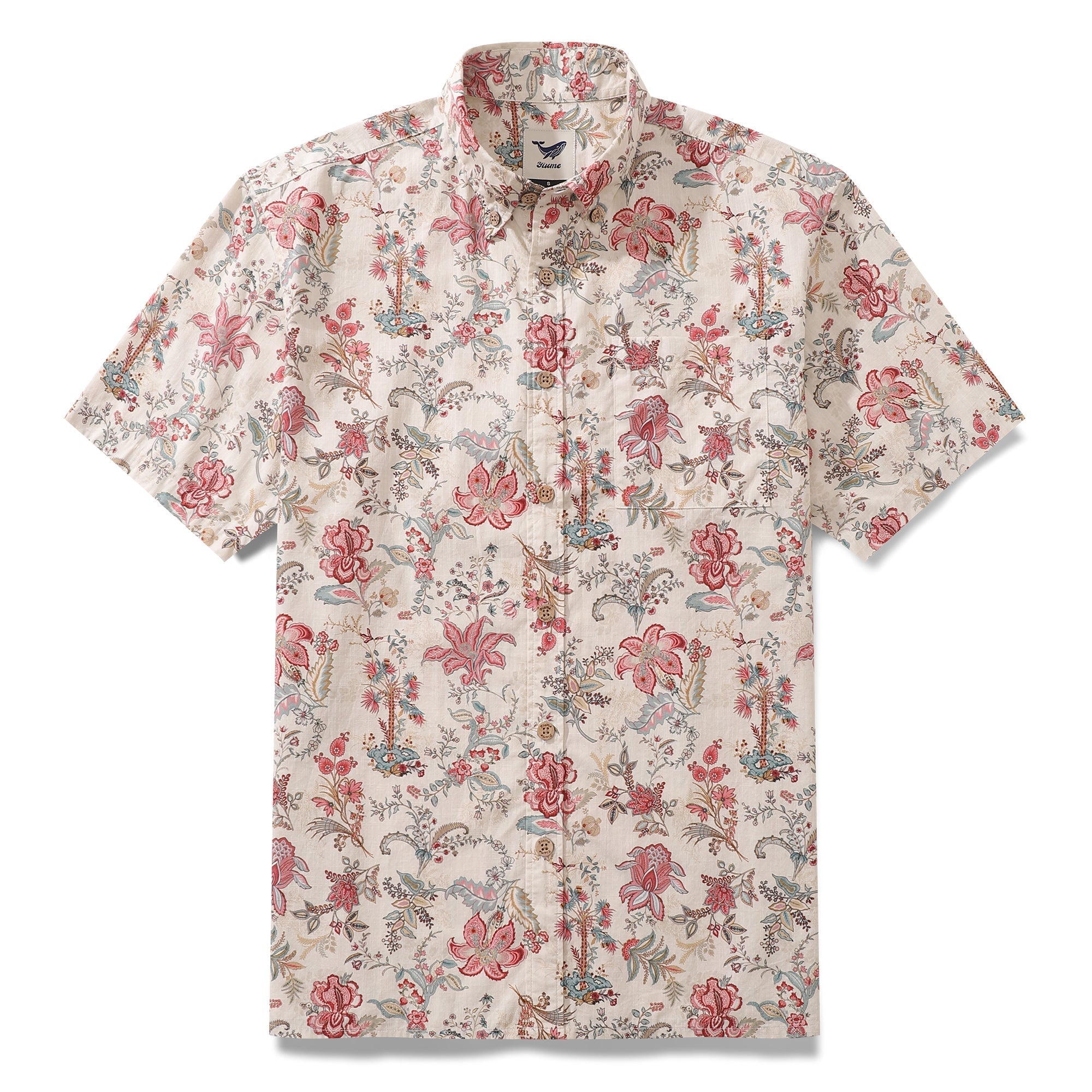 Valentine's Day Men's Hawaiian Shirt Paradise Found Print Cotton Button-down Short Sleeve Aloha Shirt By Sherry