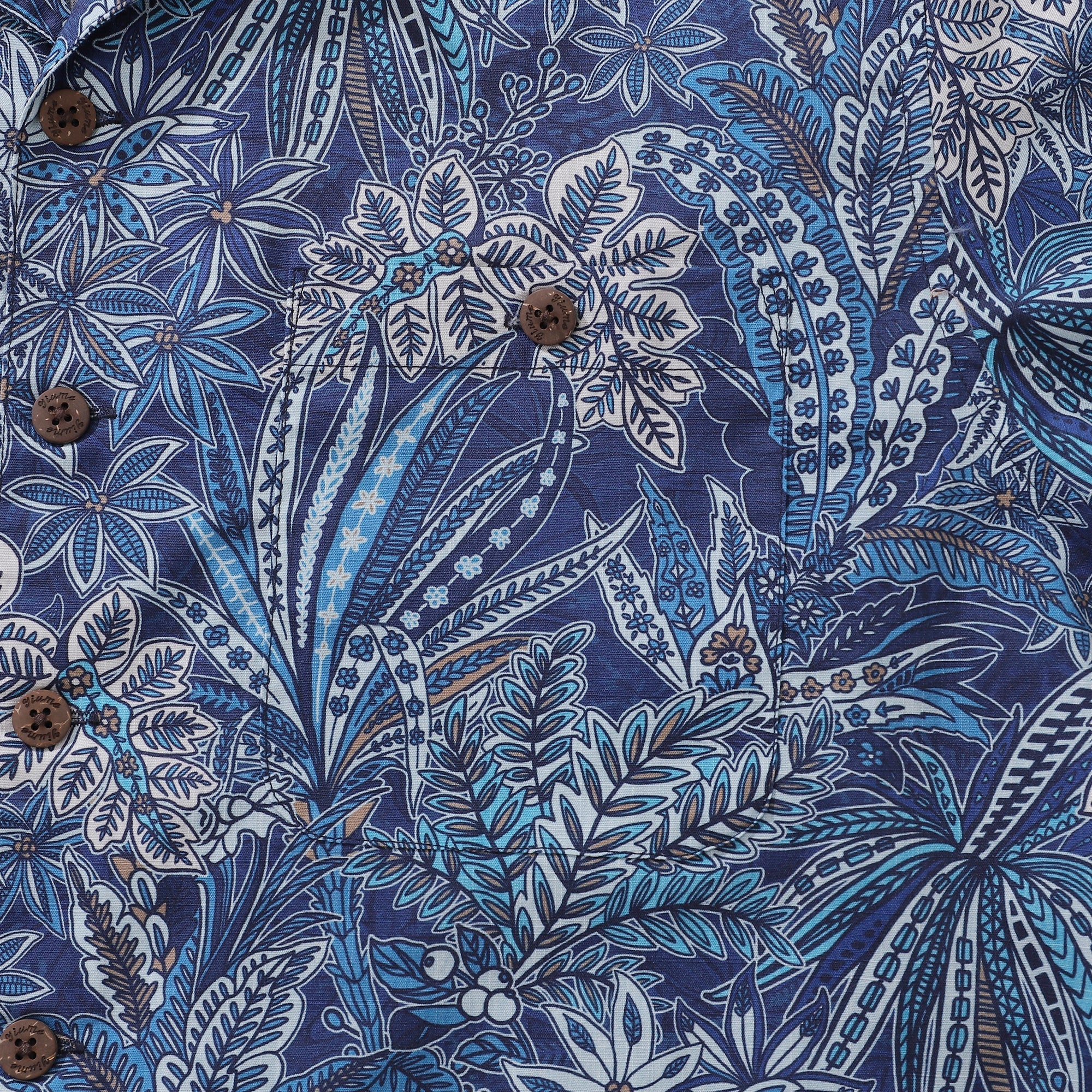 Hawaiian Shirt For Men Tropical Blues Print Shirt Camp Collar 100% Cotton Shirt By Cigar