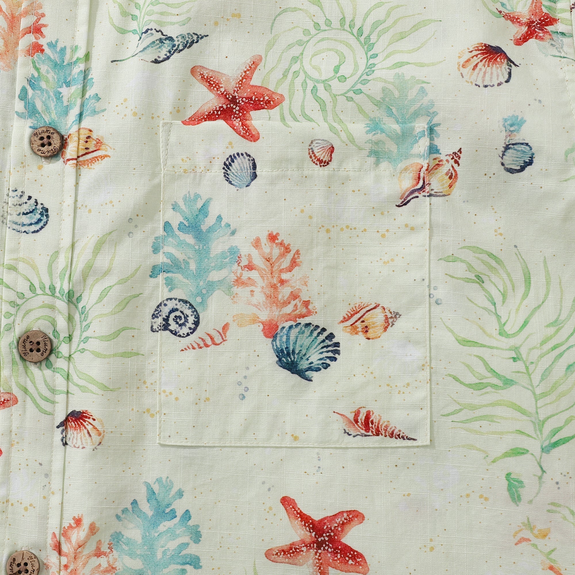 Hawaiian Shirt For Men Voices of the Shore Button-down Short Sleeve 100% Cotton Shirt By Seven
